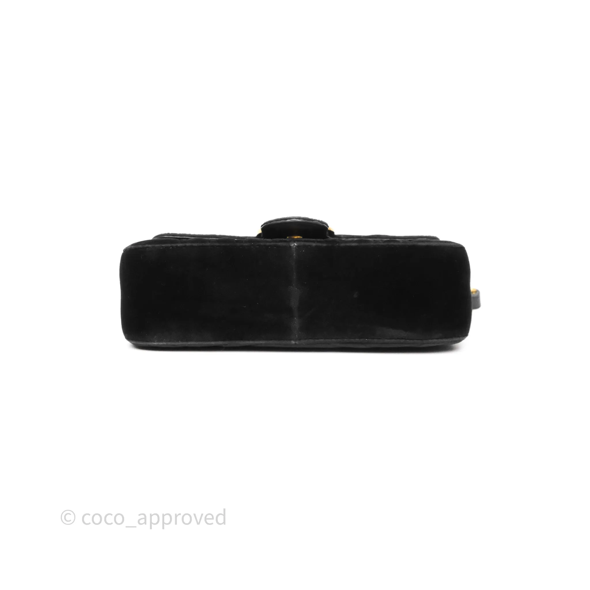 Gucci Mini Marmont Velvet Black Aged Gold Hardware