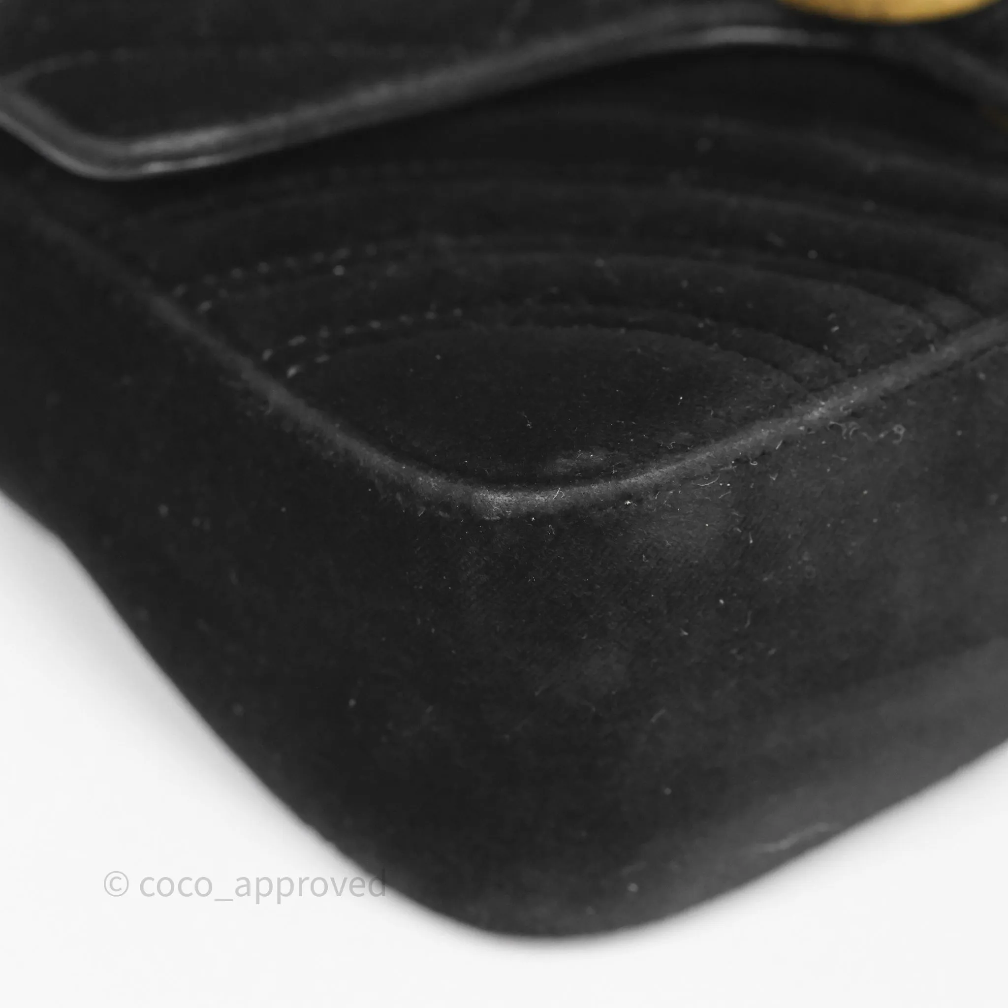 Gucci Mini Marmont Velvet Black Aged Gold Hardware
