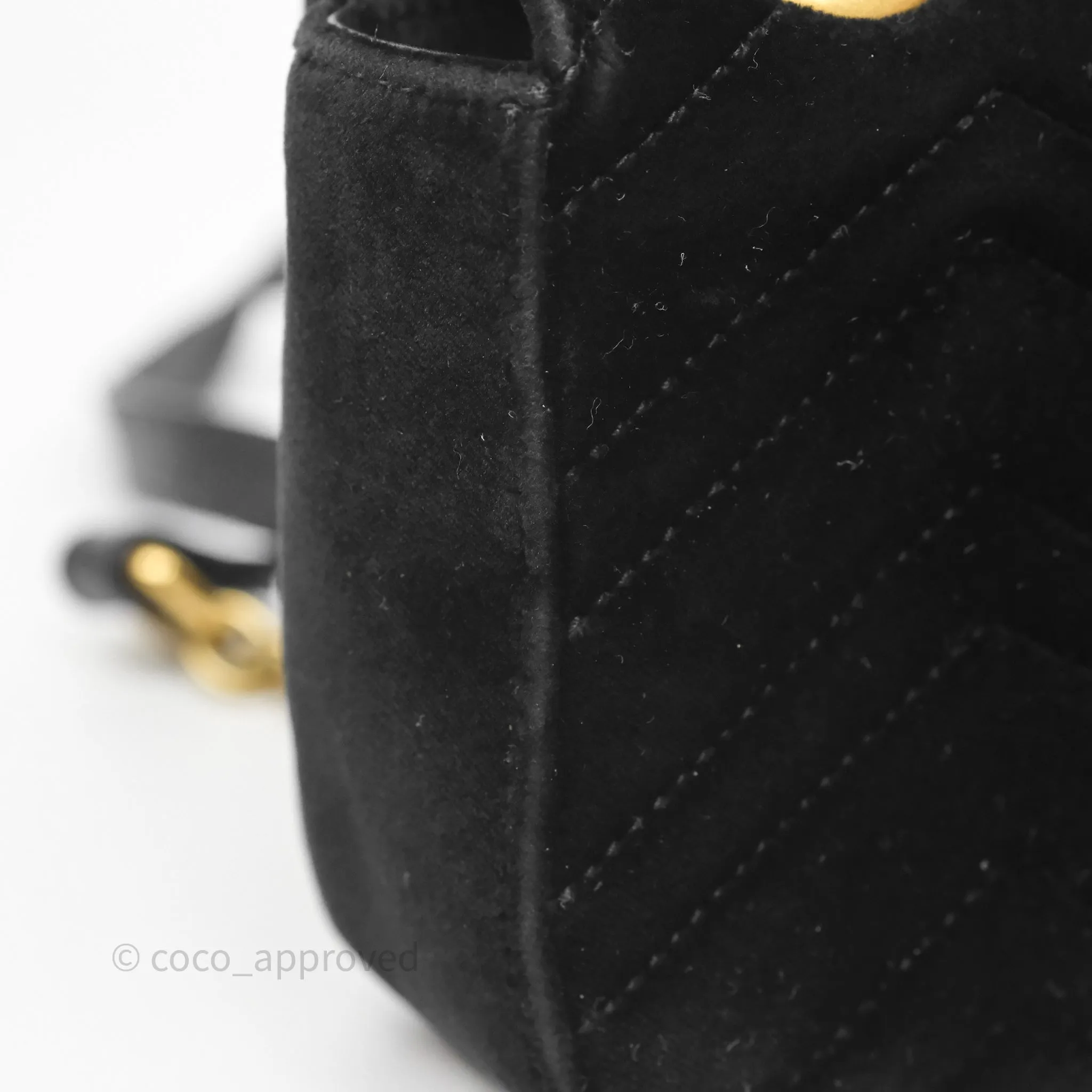 Gucci Mini Marmont Velvet Black Aged Gold Hardware