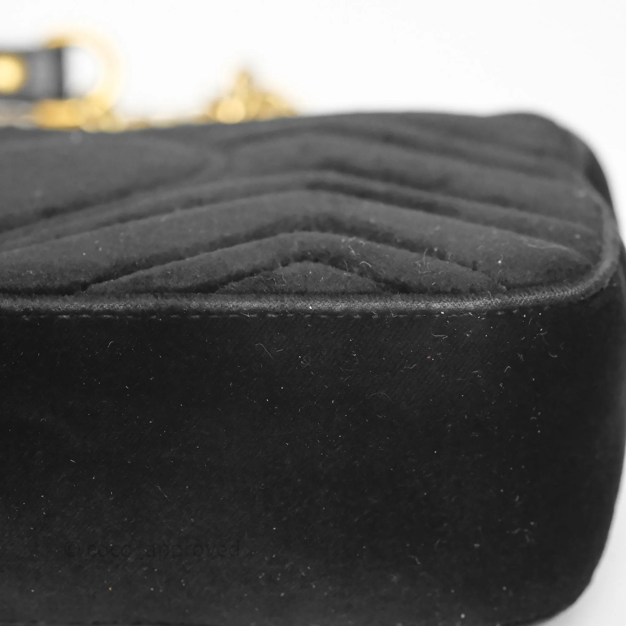 Gucci Mini Marmont Velvet Black Aged Gold Hardware