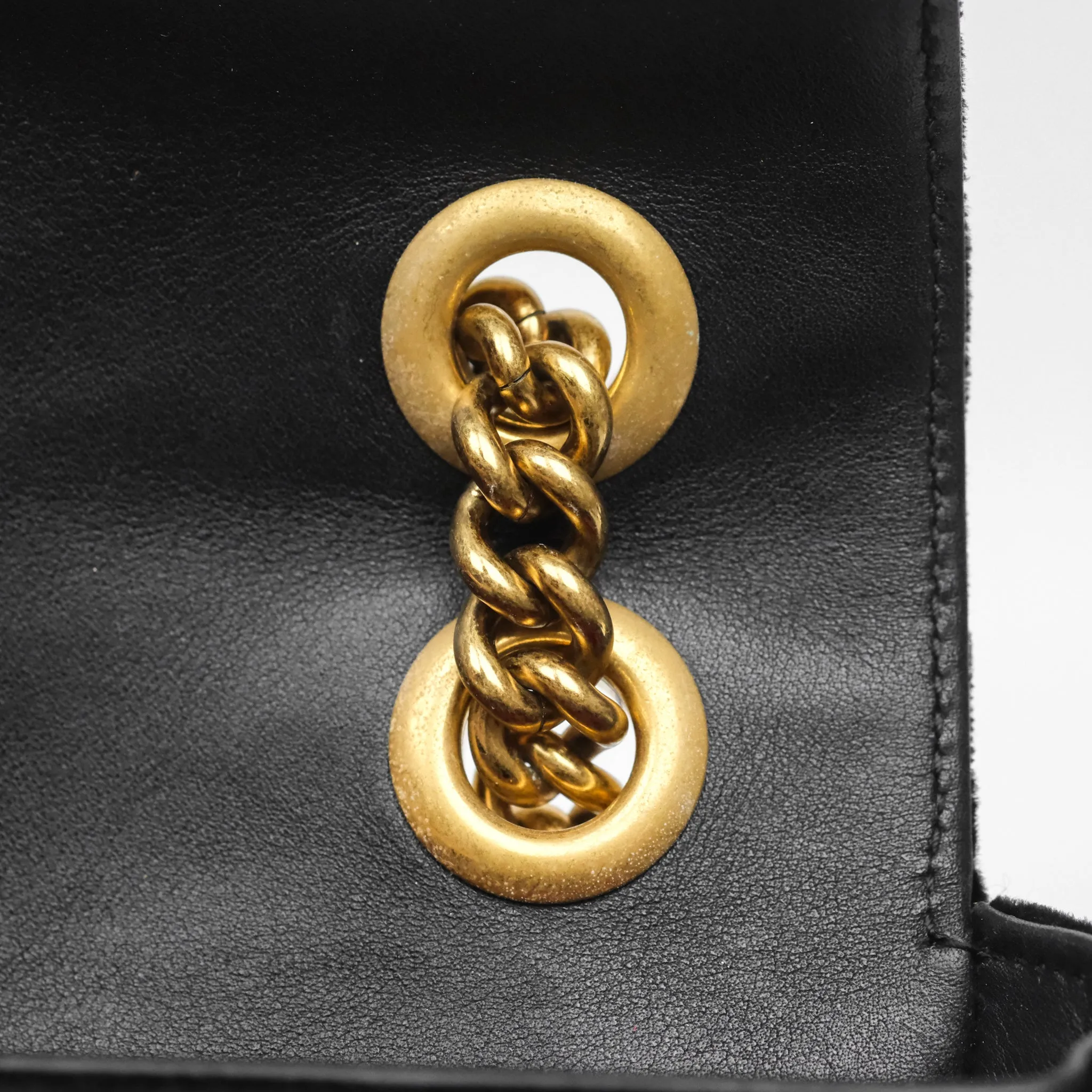 Gucci Mini Marmont Velvet Black Aged Gold Hardware