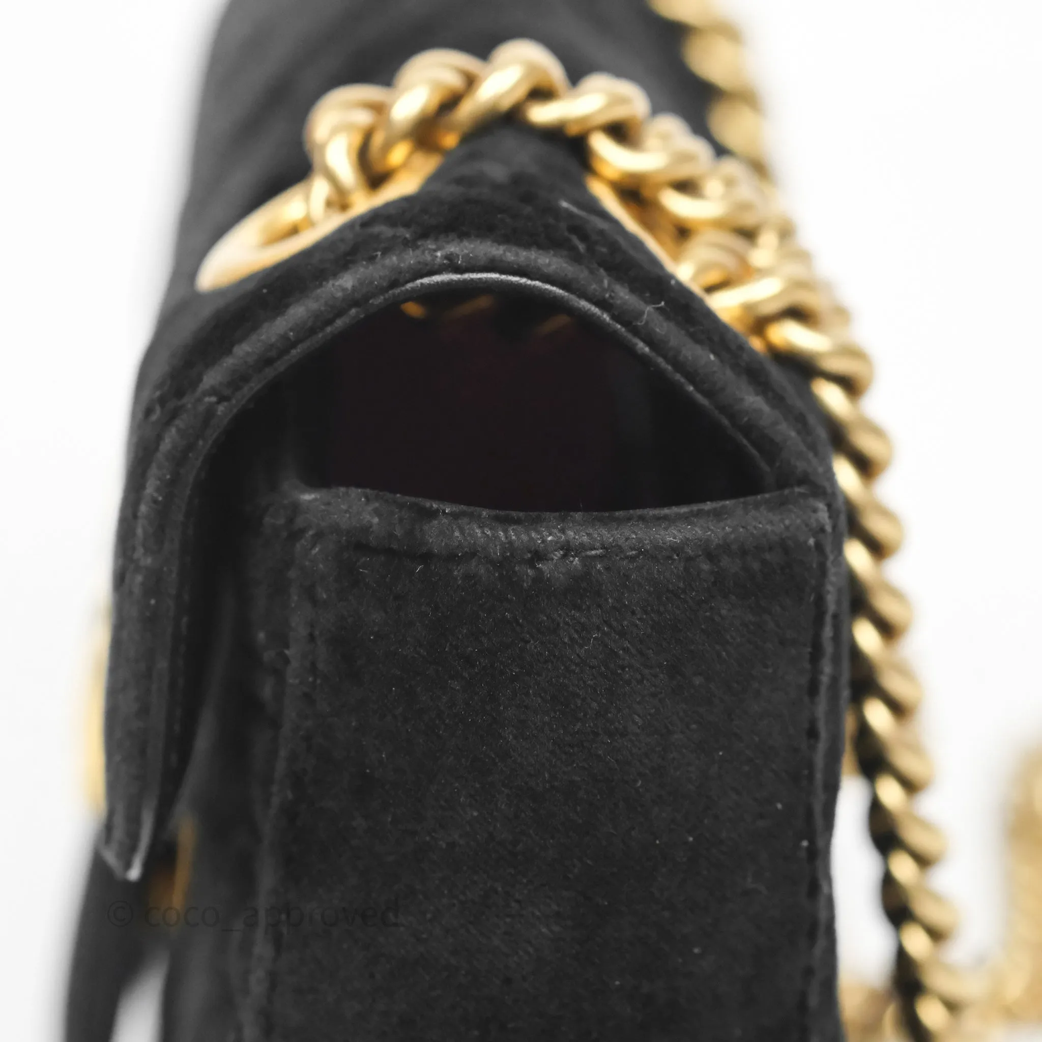 Gucci Mini Marmont Velvet Black Aged Gold Hardware