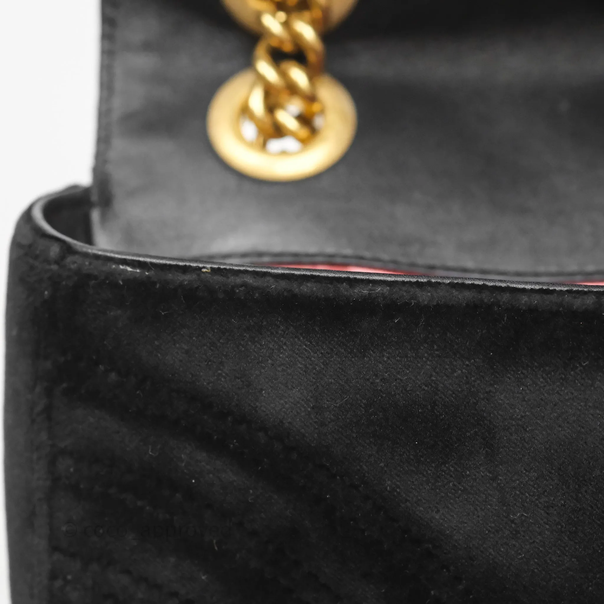 Gucci Mini Marmont Velvet Black Aged Gold Hardware