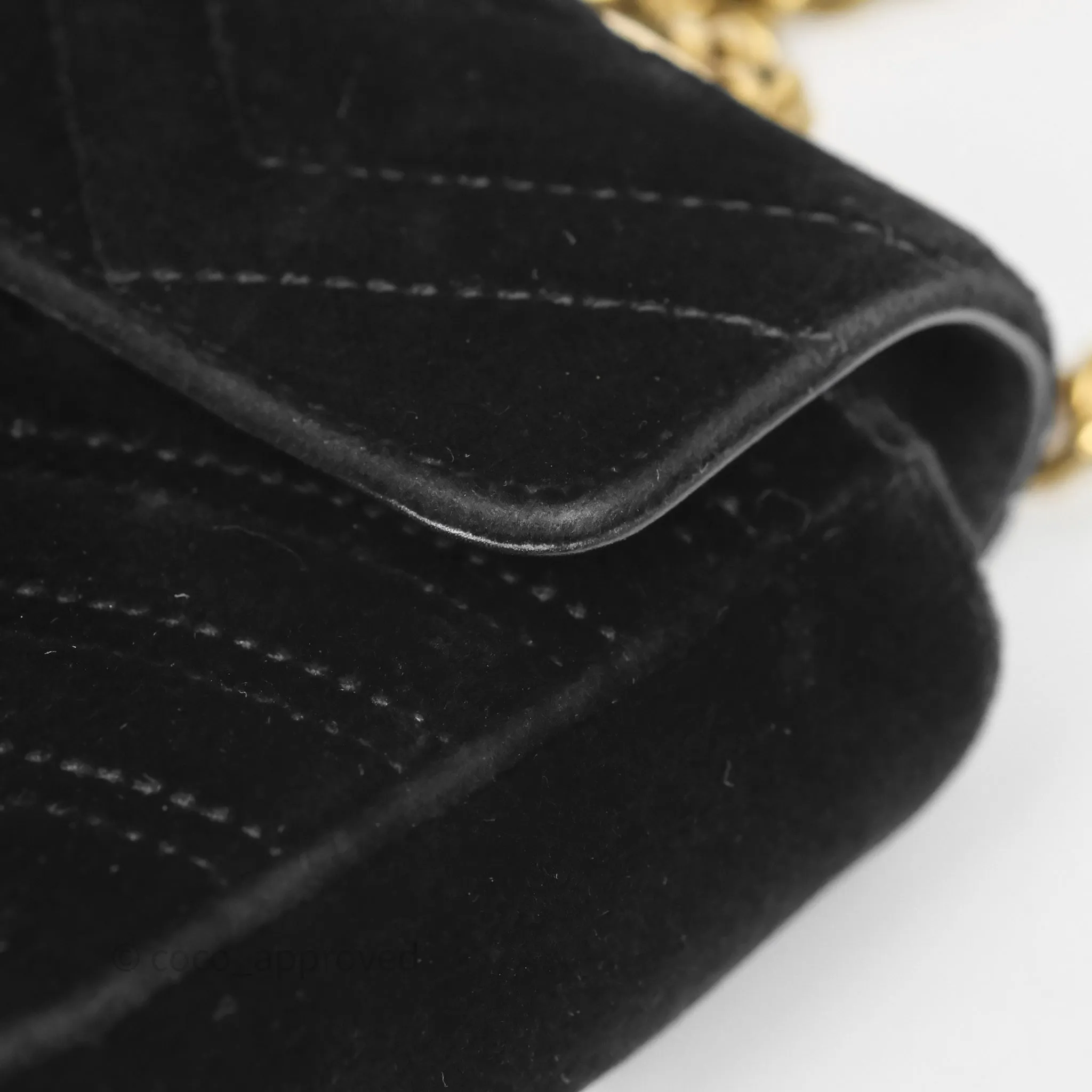 Gucci Mini Marmont Velvet Black Aged Gold Hardware