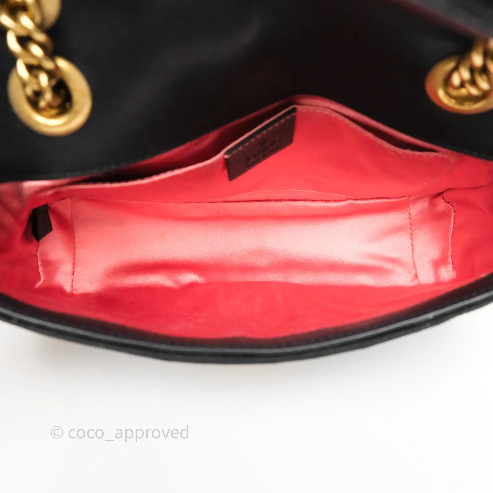 Gucci Mini Marmont Velvet Black Aged Gold Hardware