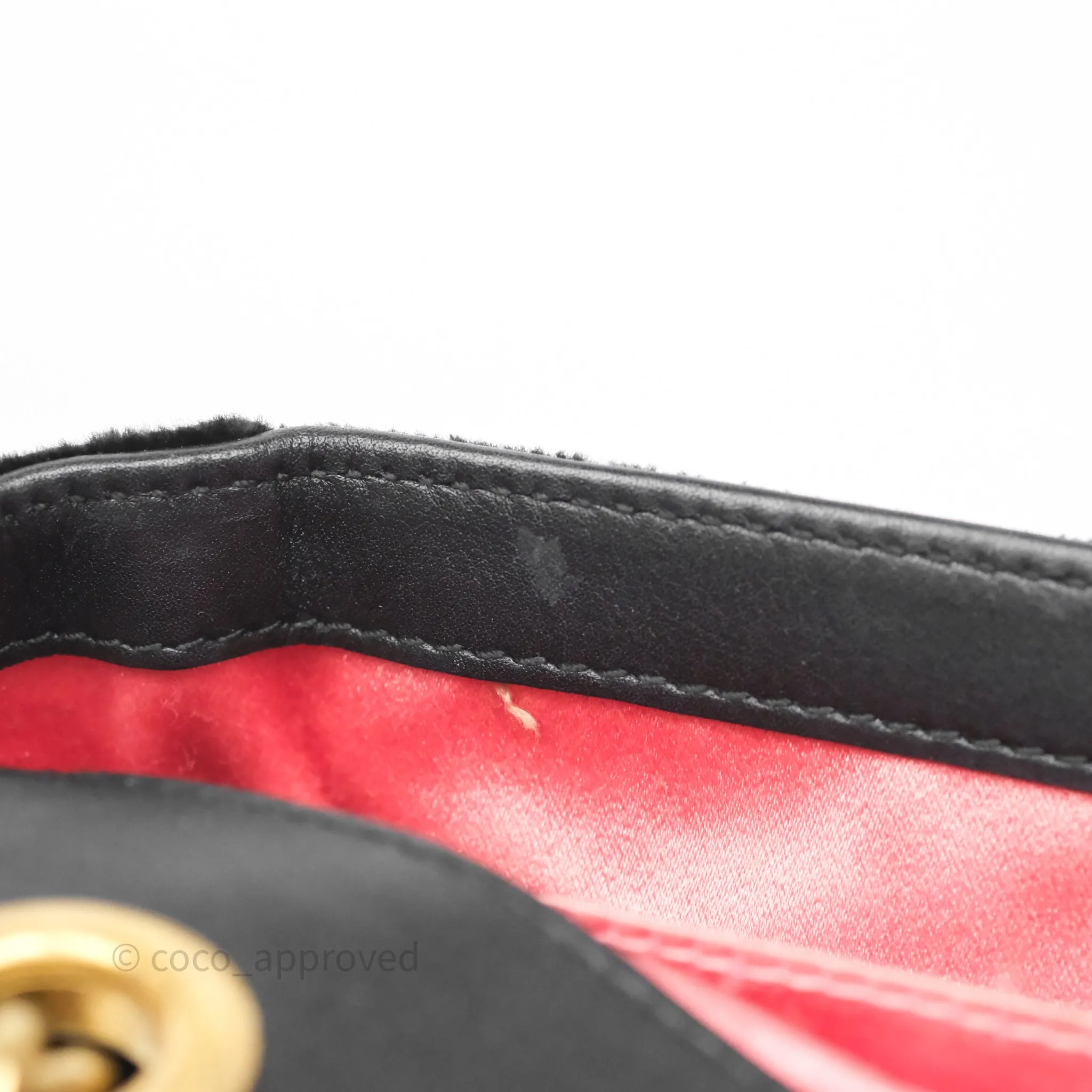 Gucci Mini Marmont Velvet Black Aged Gold Hardware