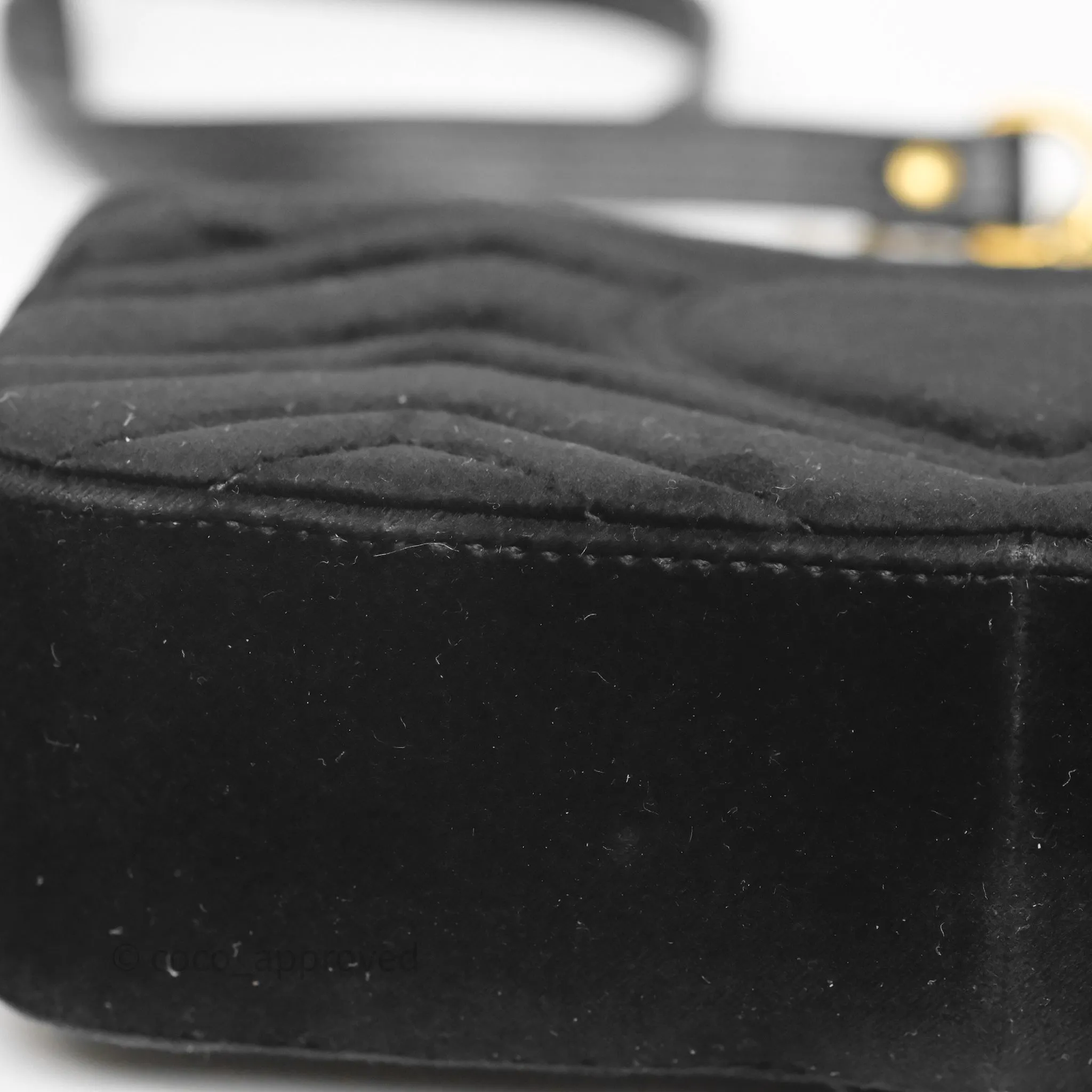 Gucci Mini Marmont Velvet Black Aged Gold Hardware