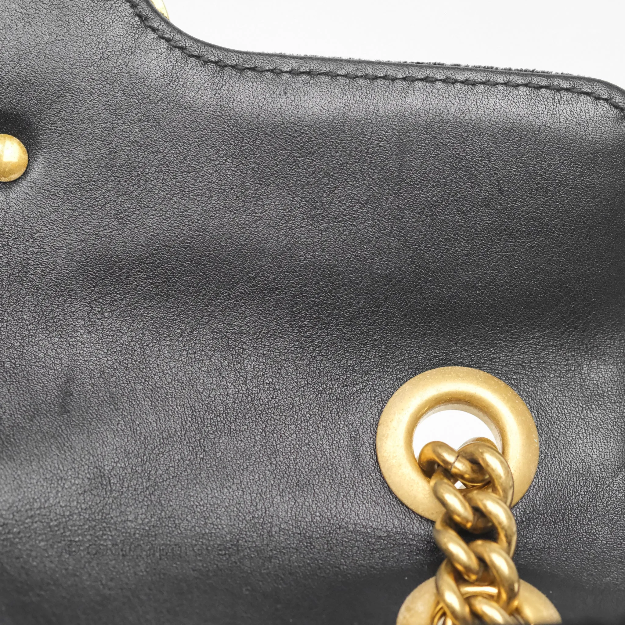 Gucci Mini Marmont Velvet Black Aged Gold Hardware