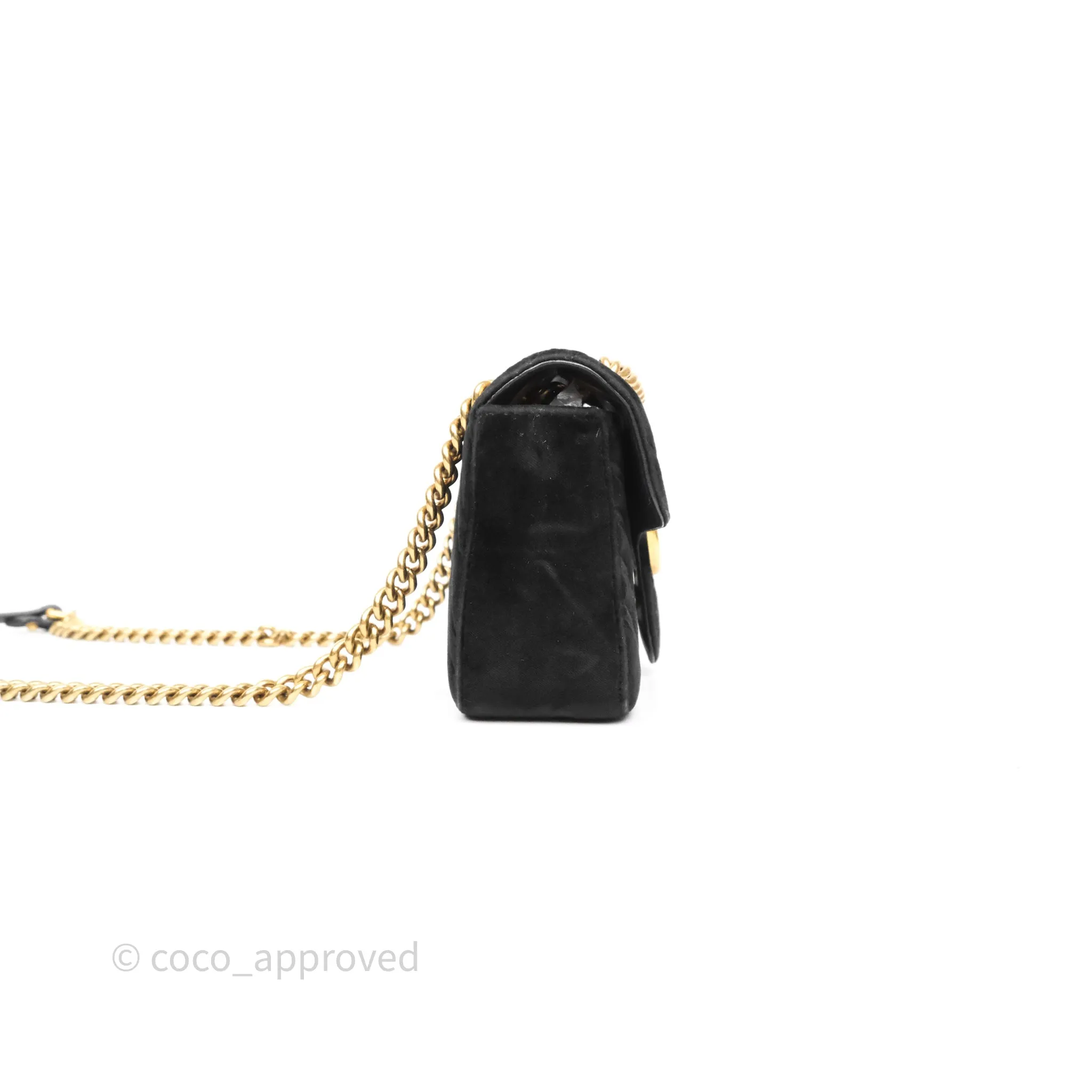 Gucci Mini Marmont Velvet Black Aged Gold Hardware