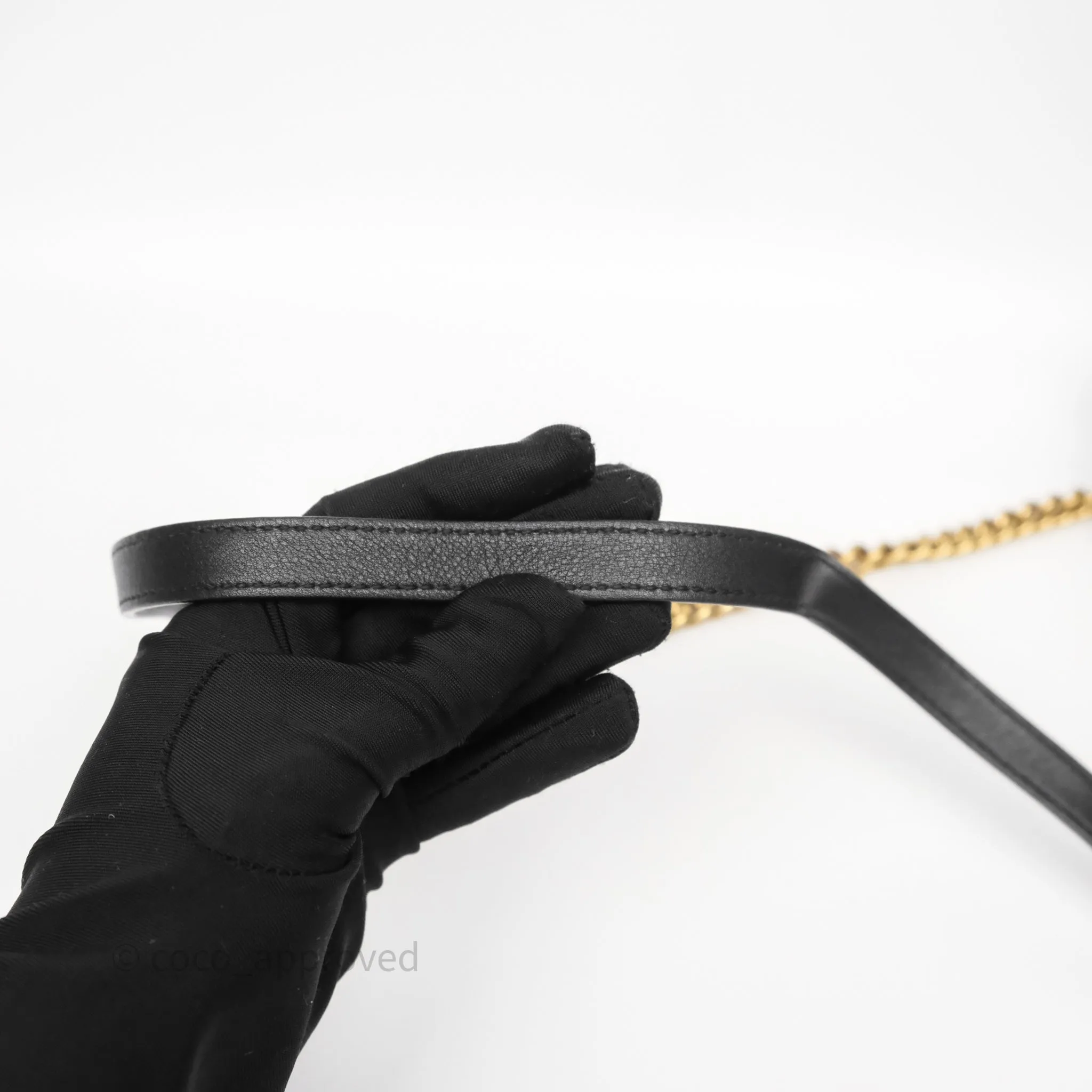 Gucci Mini Marmont Velvet Black Aged Gold Hardware