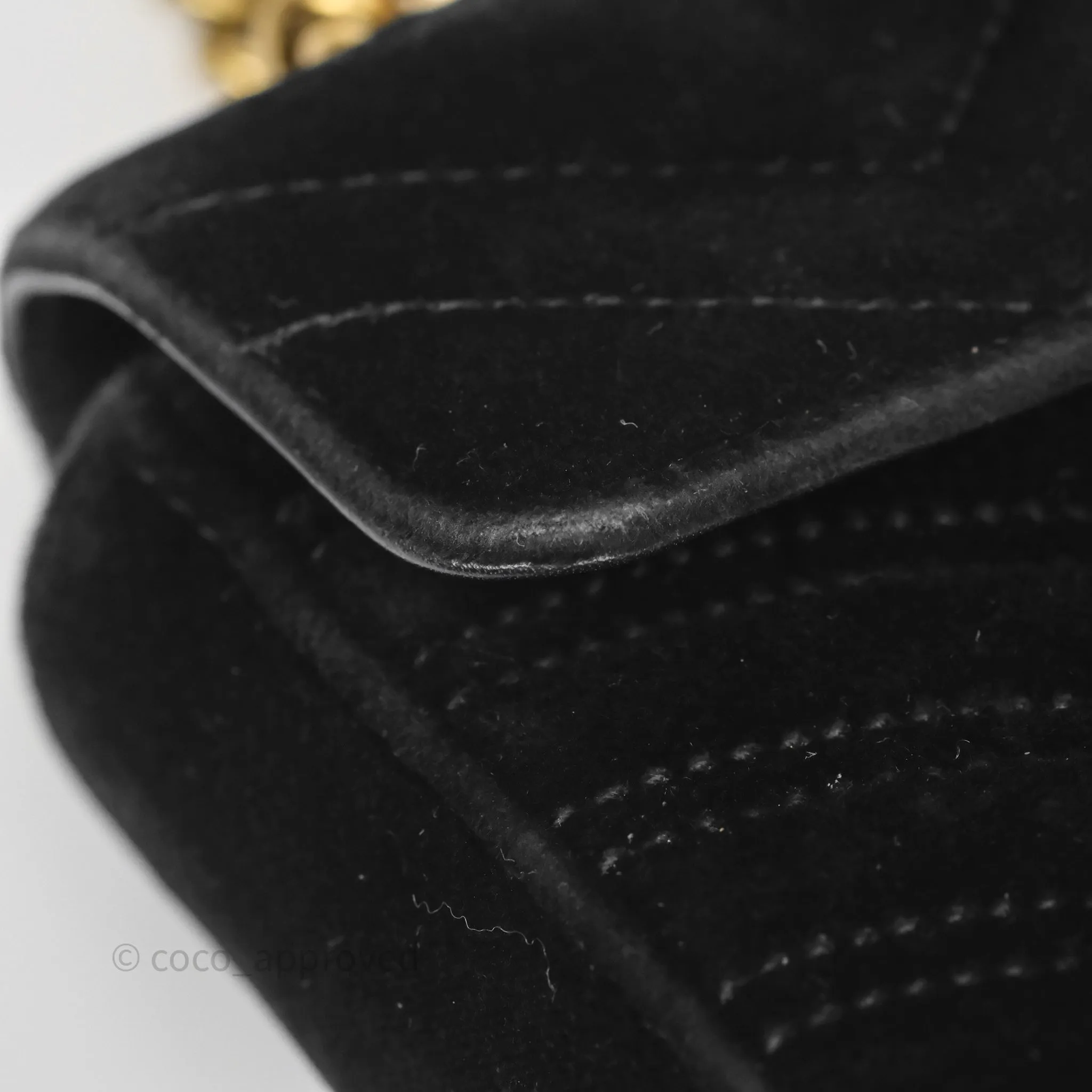 Gucci Mini Marmont Velvet Black Aged Gold Hardware