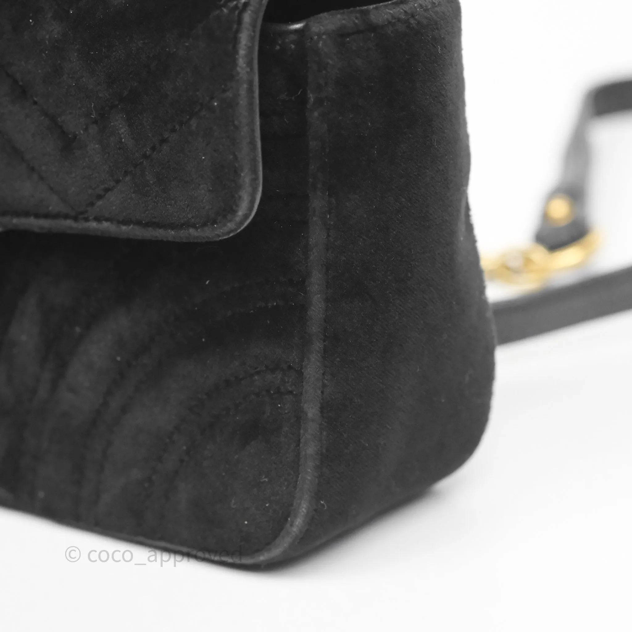 Gucci Mini Marmont Velvet Black Aged Gold Hardware