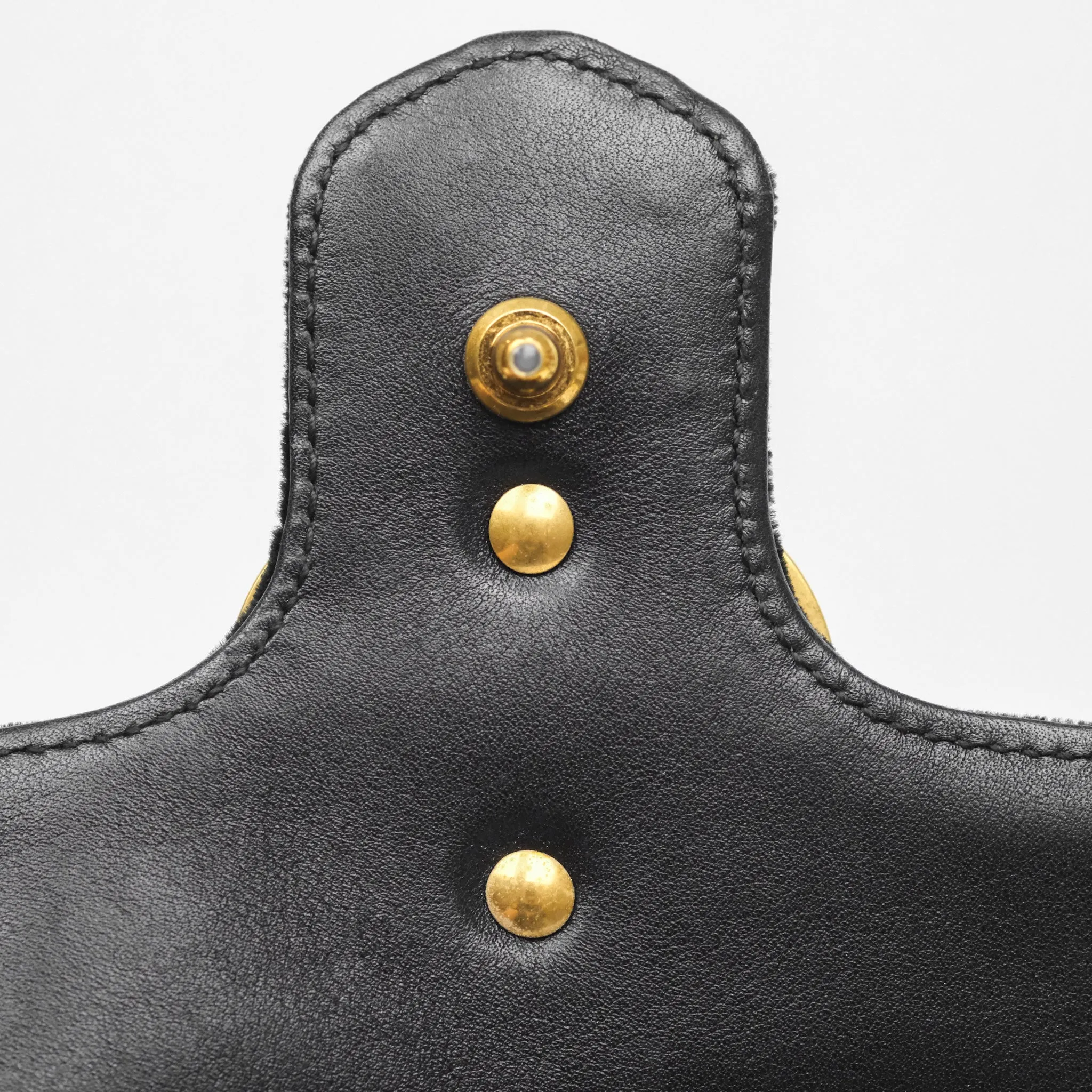 Gucci Mini Marmont Velvet Black Aged Gold Hardware