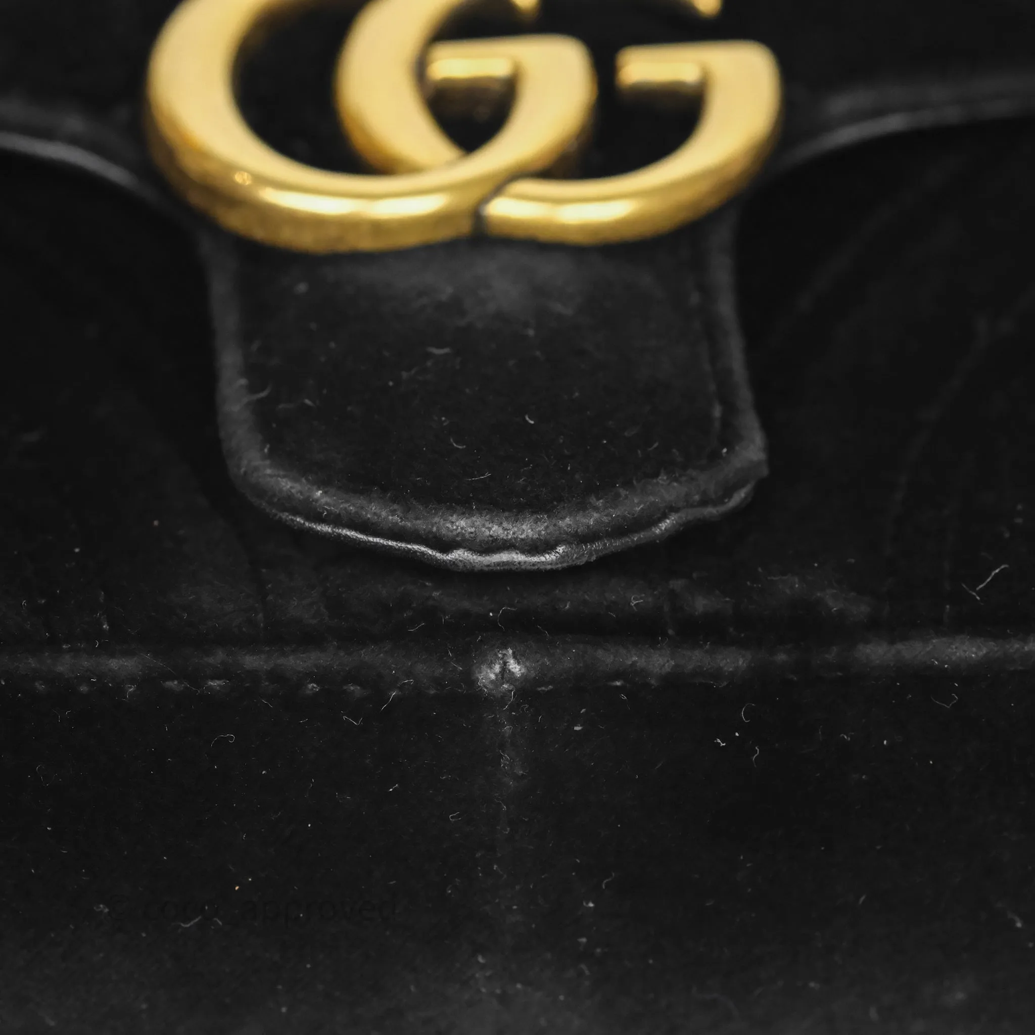 Gucci Mini Marmont Velvet Black Aged Gold Hardware