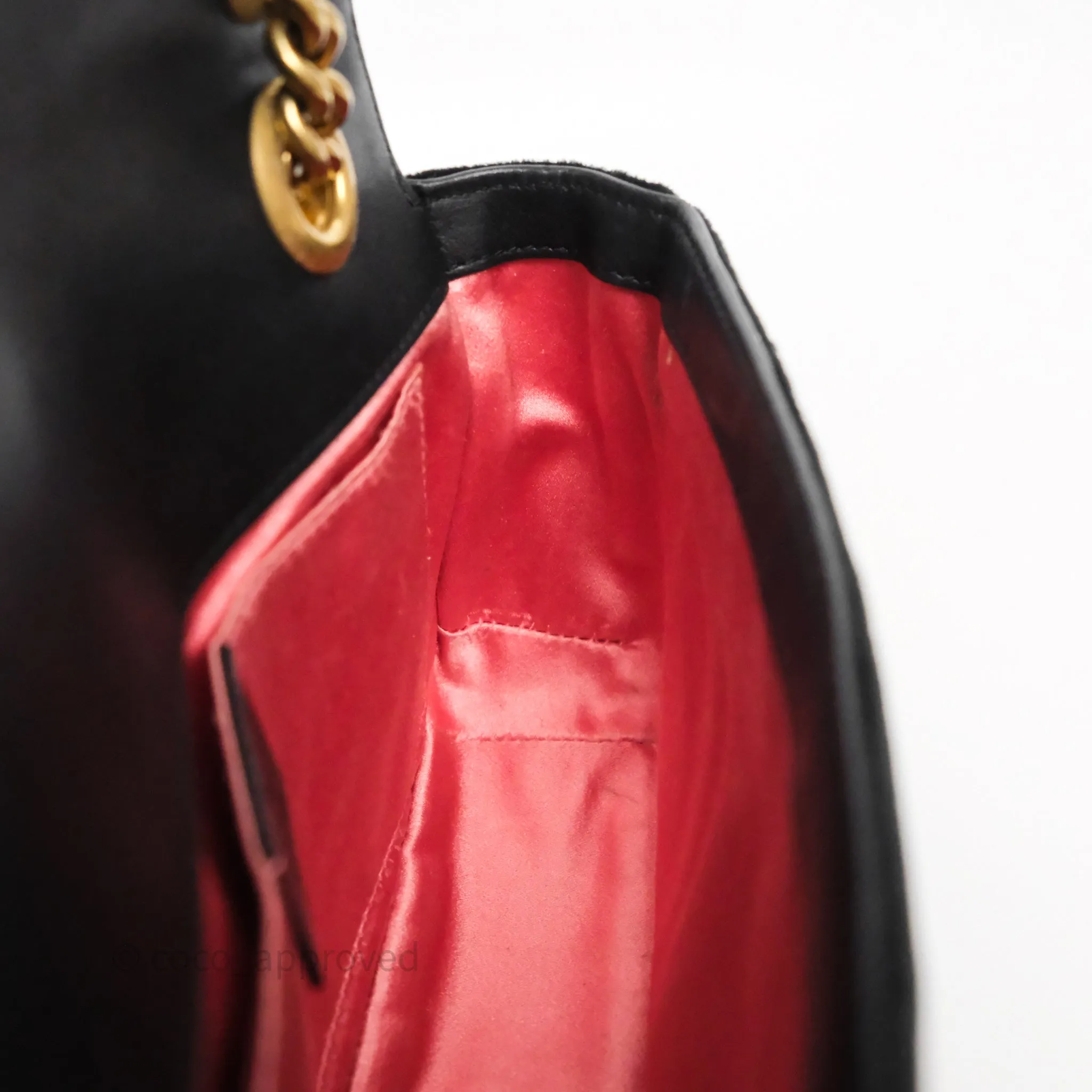 Gucci Mini Marmont Velvet Black Aged Gold Hardware