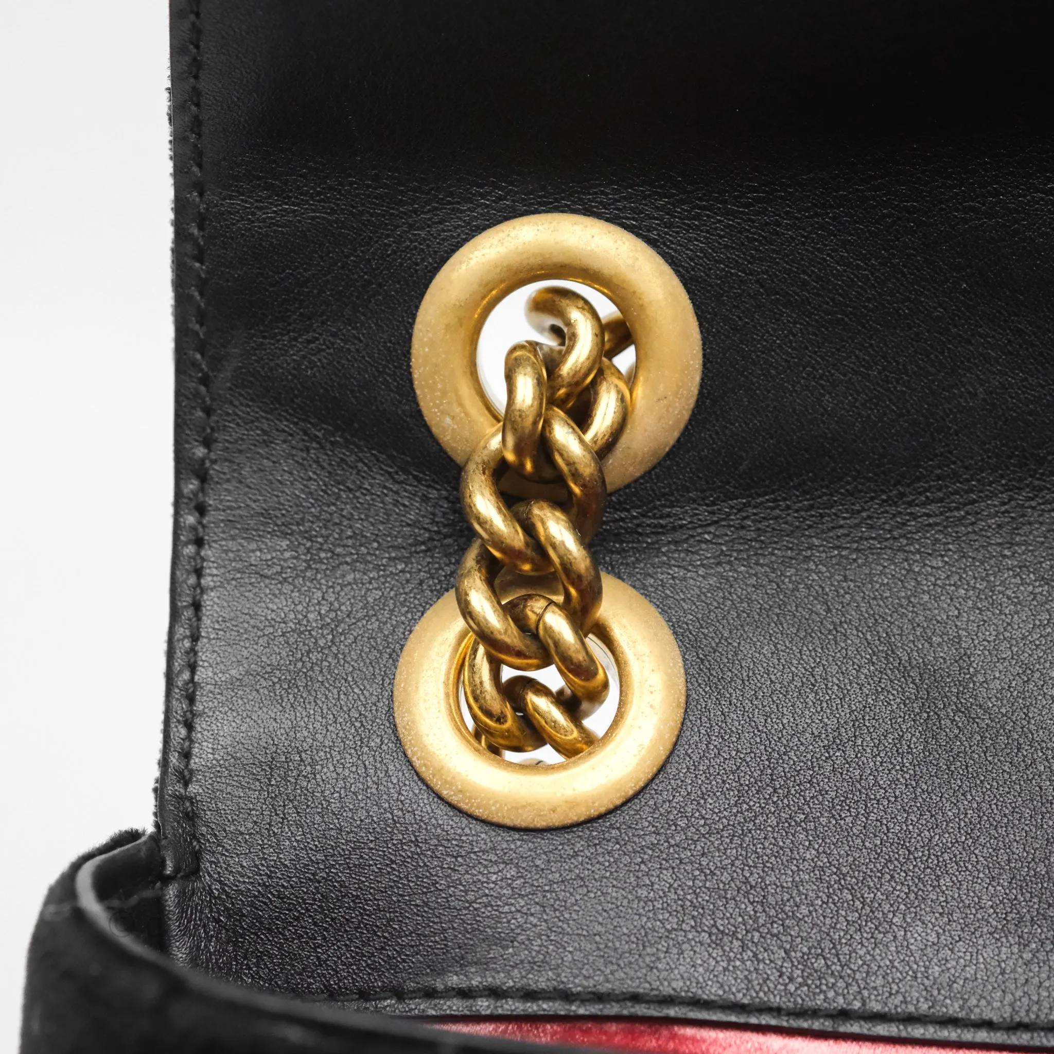 Gucci Mini Marmont Velvet Black Aged Gold Hardware