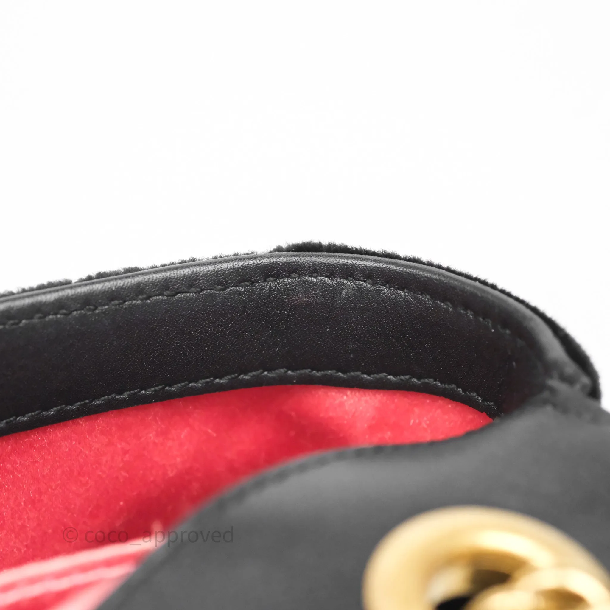 Gucci Mini Marmont Velvet Black Aged Gold Hardware