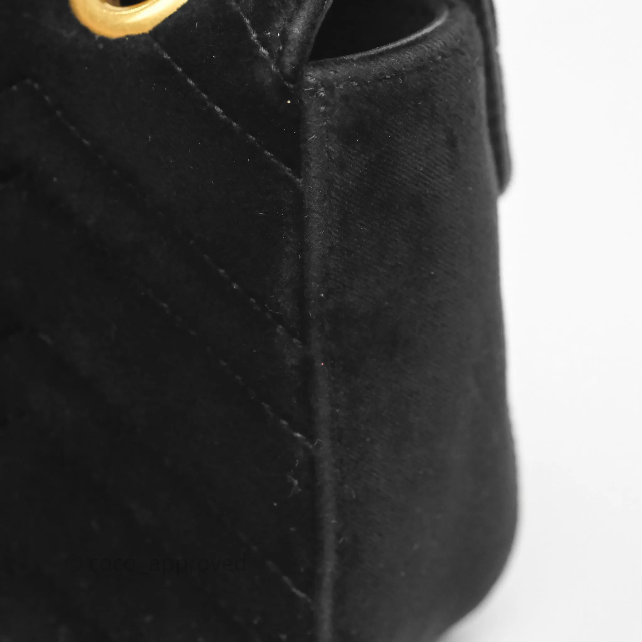 Gucci Mini Marmont Velvet Black Aged Gold Hardware