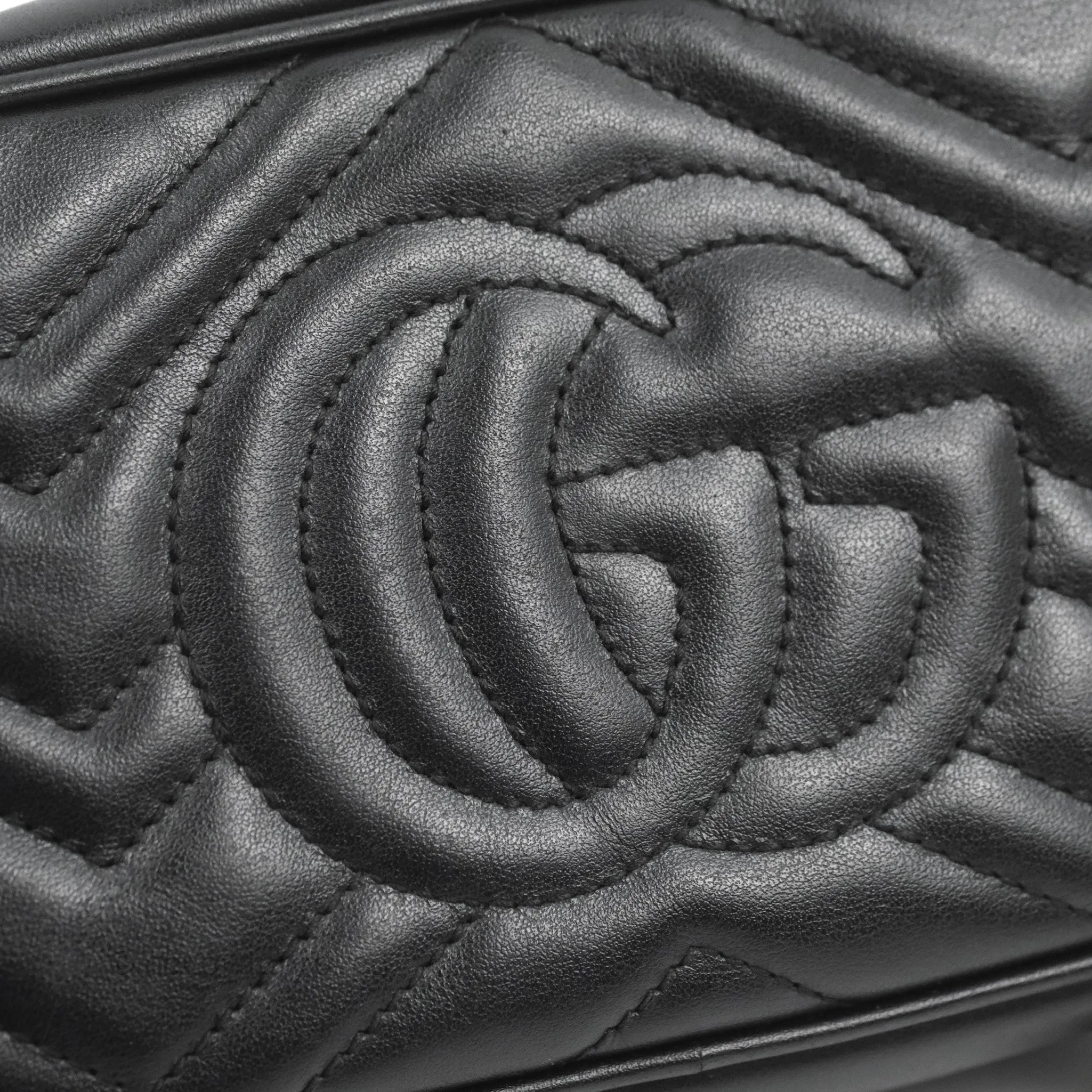 Gucci Mini Matelasse GG Marmont Camera Bag Black Calfskin Gold Hardware