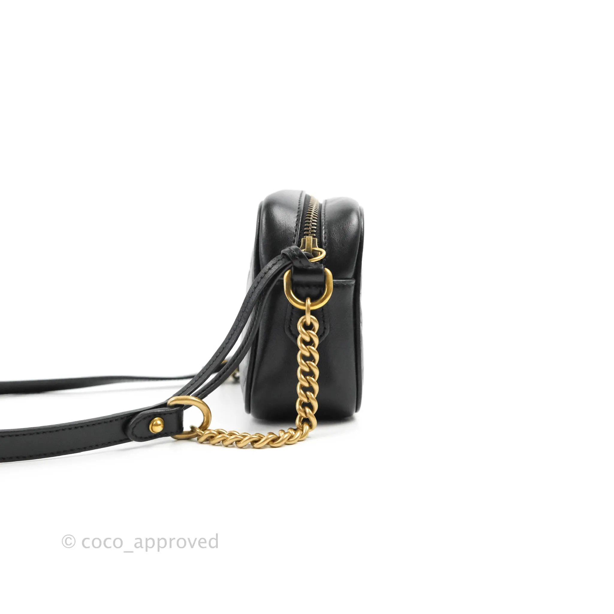 Gucci Mini Matelasse GG Marmont Camera Bag Black Calfskin Gold Hardware