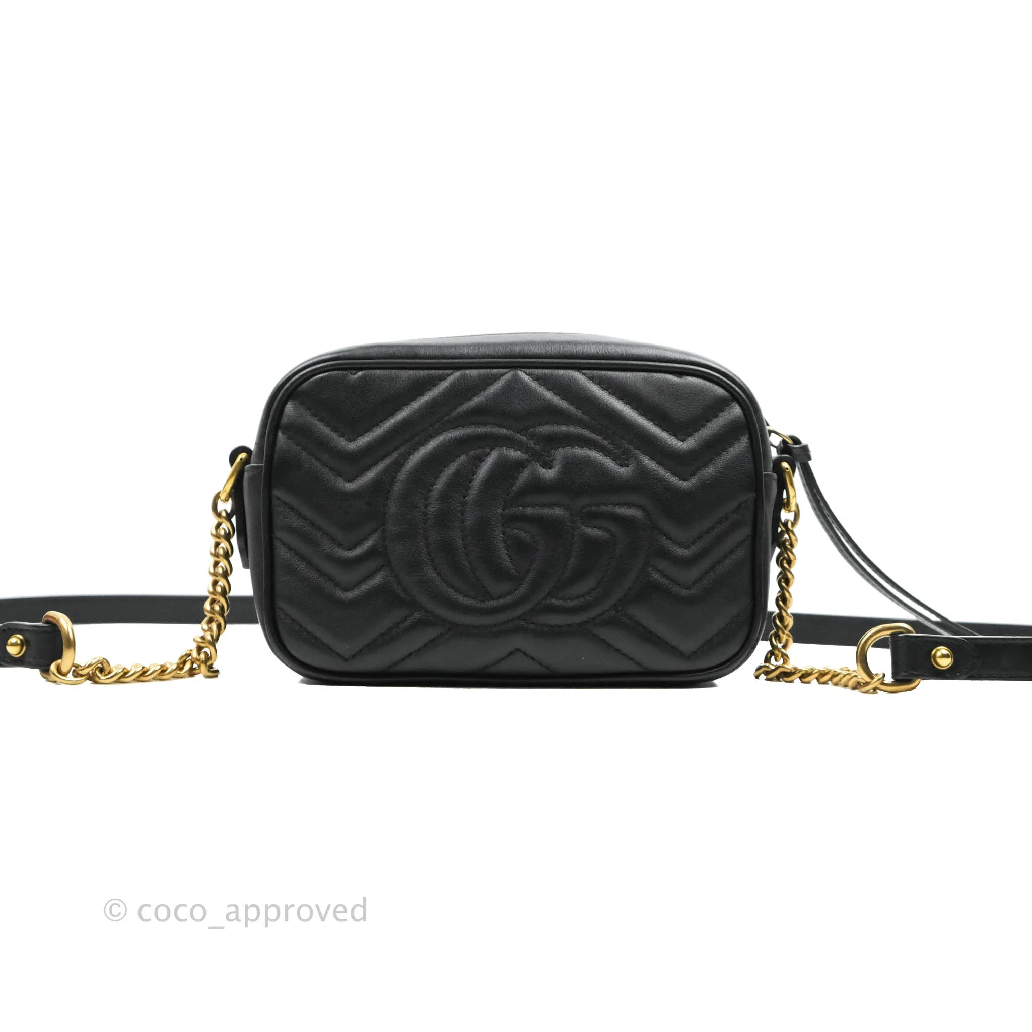 Gucci Mini Matelasse GG Marmont Camera Bag Black Calfskin Gold Hardware