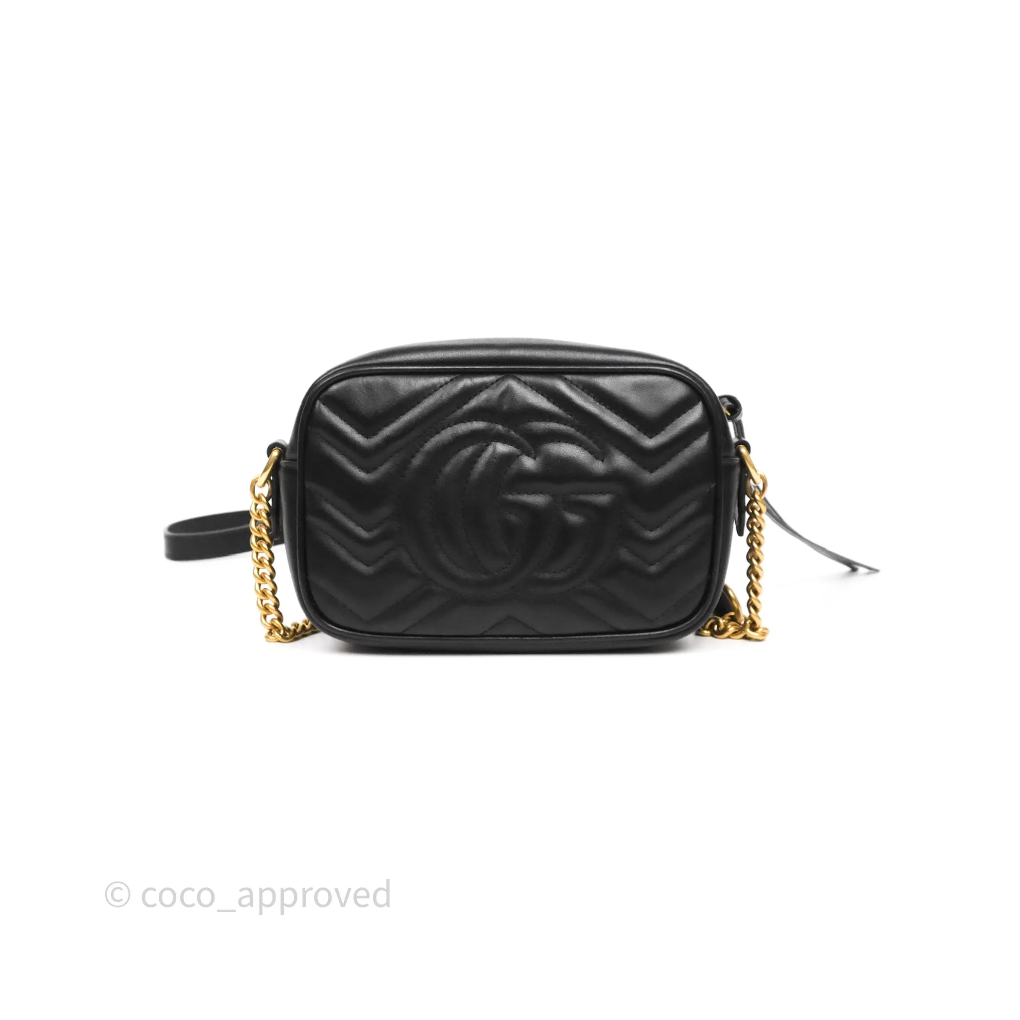 Gucci Mini Matelasse GG Marmont Camera Bag Black Calfskin Gold Hardware