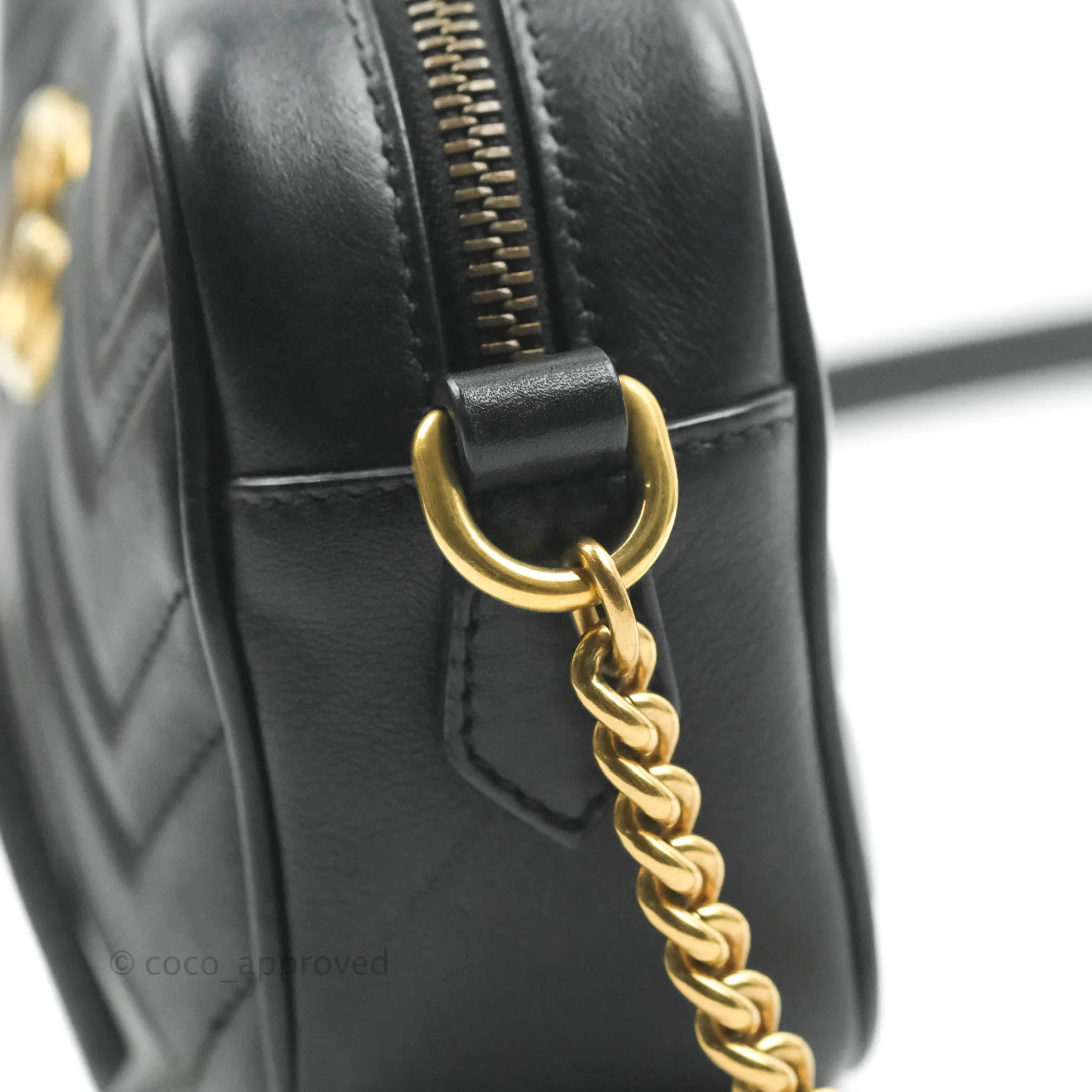 Gucci Mini Matelasse GG Marmont Camera Bag Black Calfskin Gold Hardware