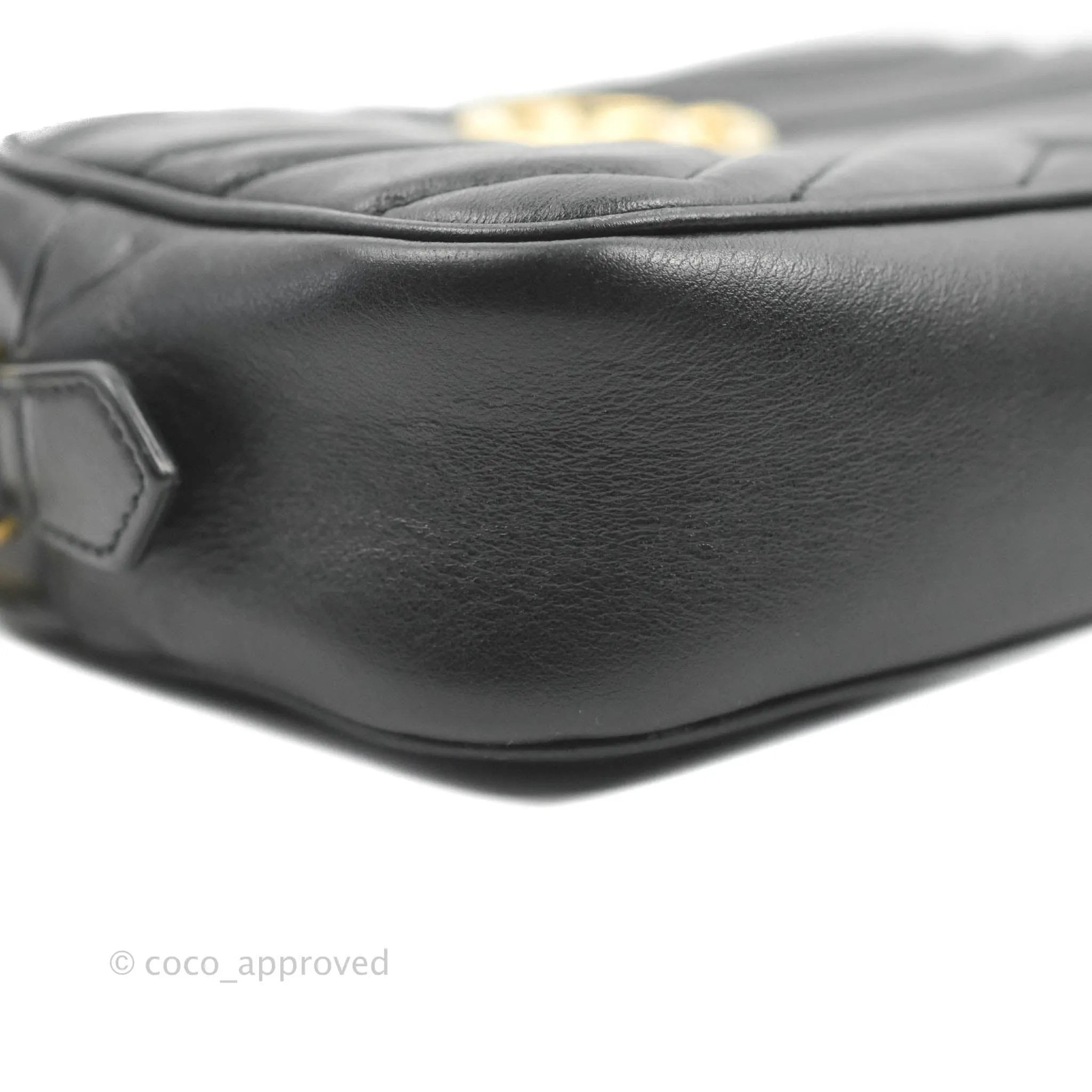Gucci Mini Matelasse GG Marmont Camera Bag Black Calfskin Gold Hardware