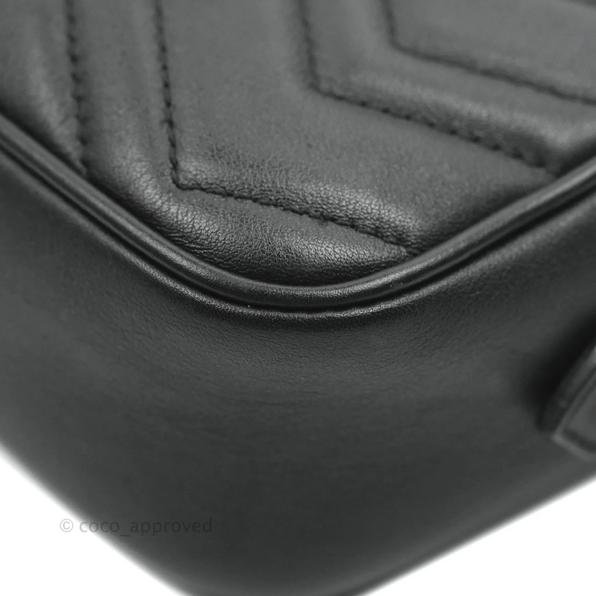 Gucci Mini Matelasse GG Marmont Camera Bag Black Calfskin Gold Hardware