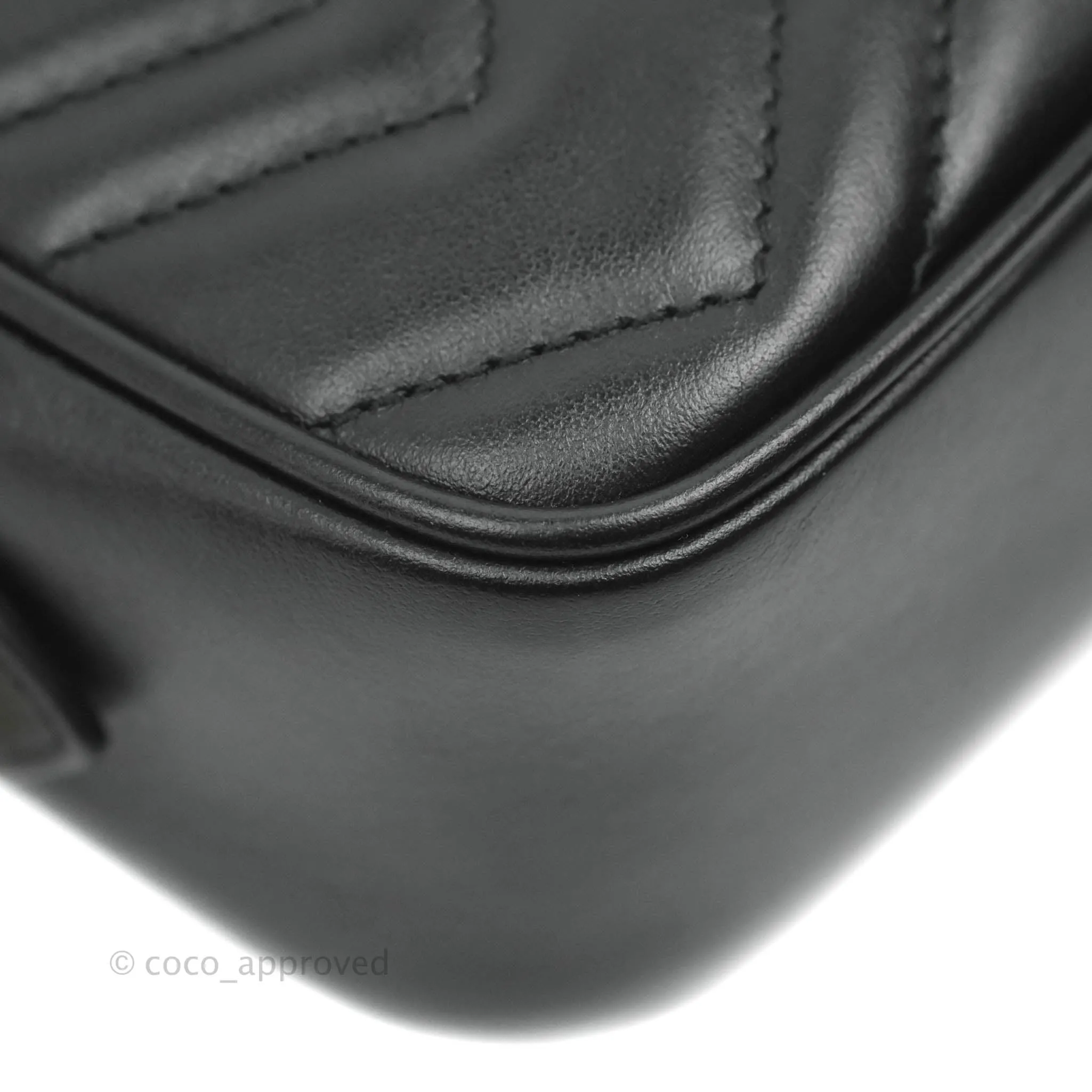 Gucci Mini Matelasse GG Marmont Camera Bag Black Calfskin Gold Hardware