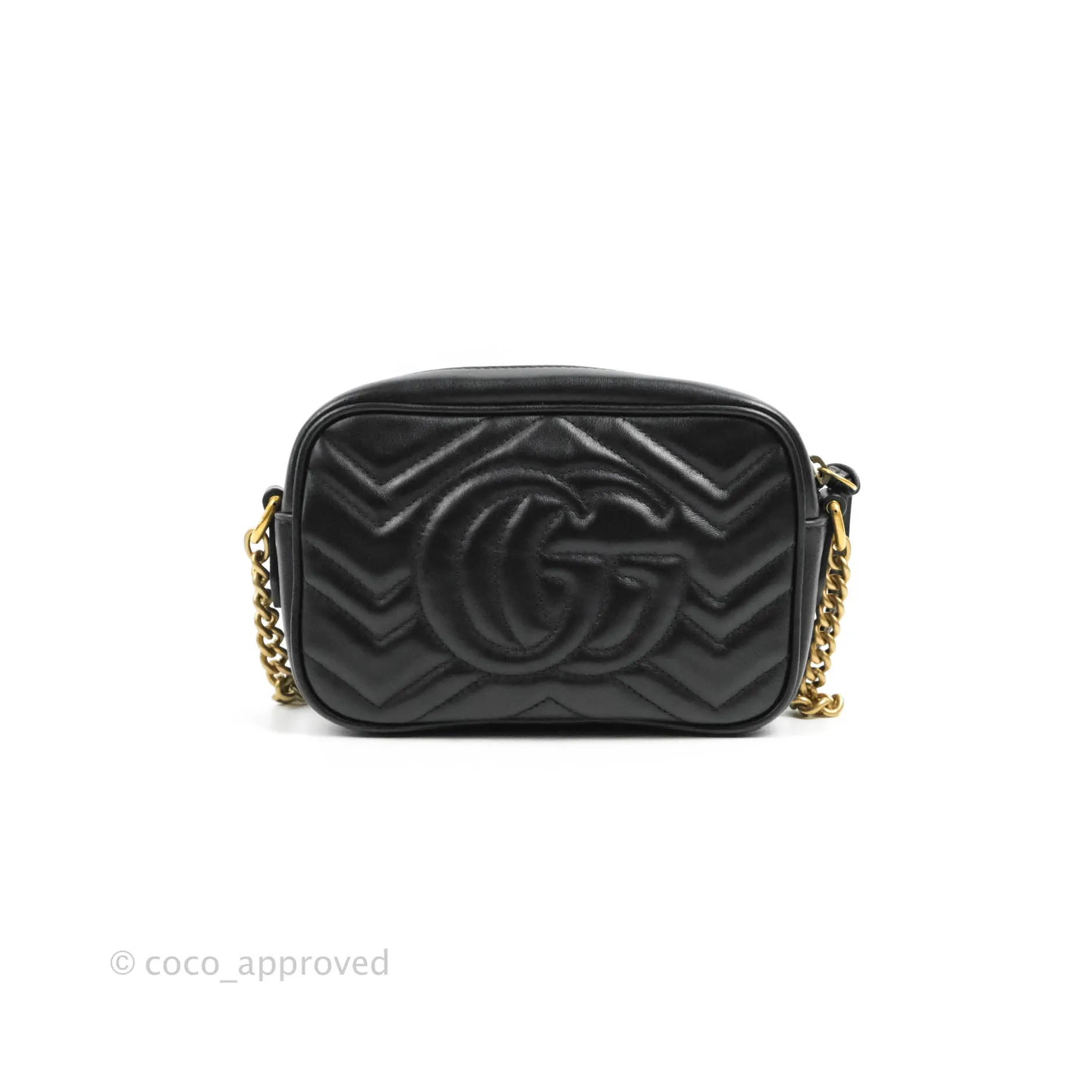 Gucci Mini Matelasse GG Marmont Camera Bag Black Calfskin Gold Hardware