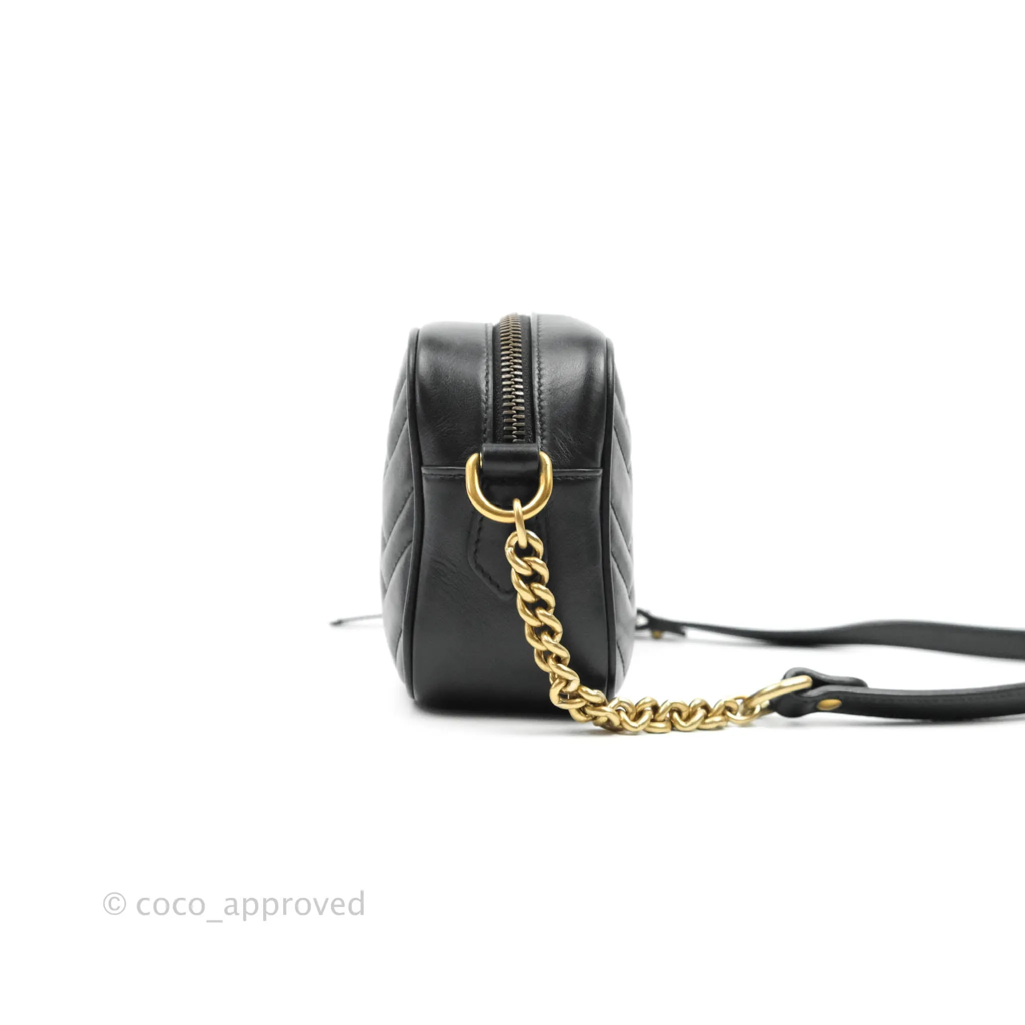 Gucci Mini Matelasse GG Marmont Camera Bag Black Calfskin Gold Hardware