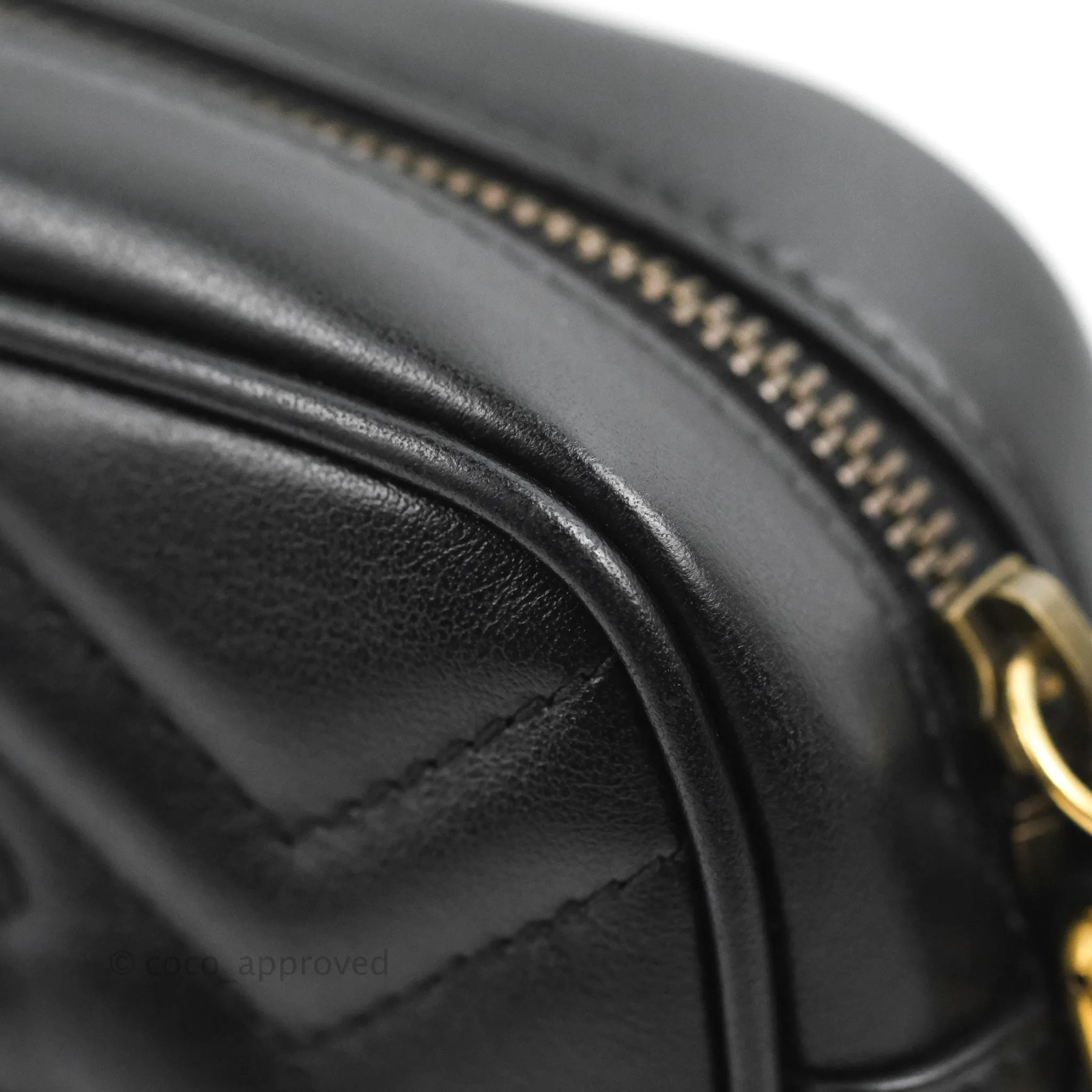 Gucci Mini Matelasse GG Marmont Camera Bag Black Calfskin Gold Hardware
