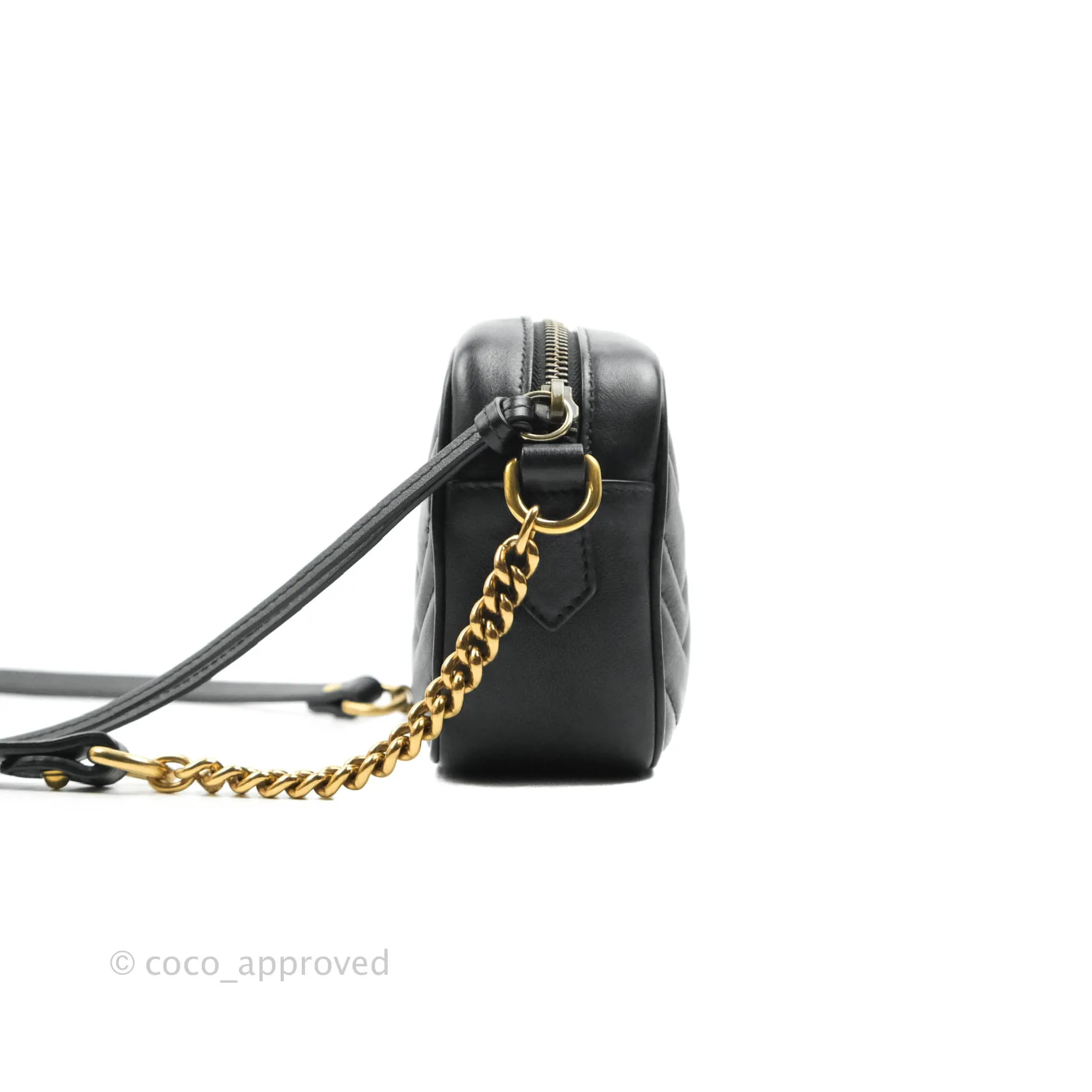 Gucci Mini Matelasse GG Marmont Camera Bag Black Calfskin Gold Hardware