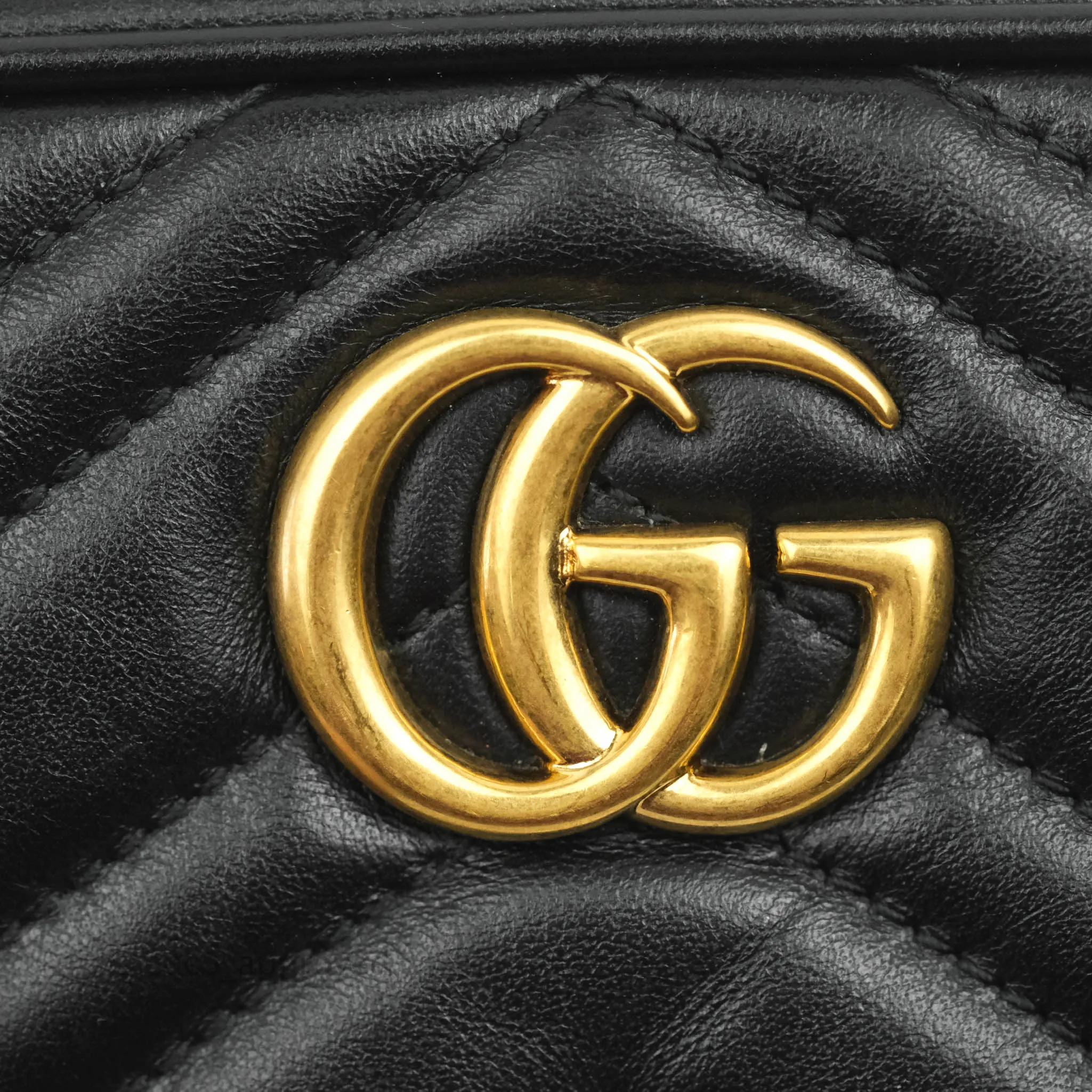 Gucci Mini Matelasse GG Marmont Camera Bag Black Calfskin Gold Hardware