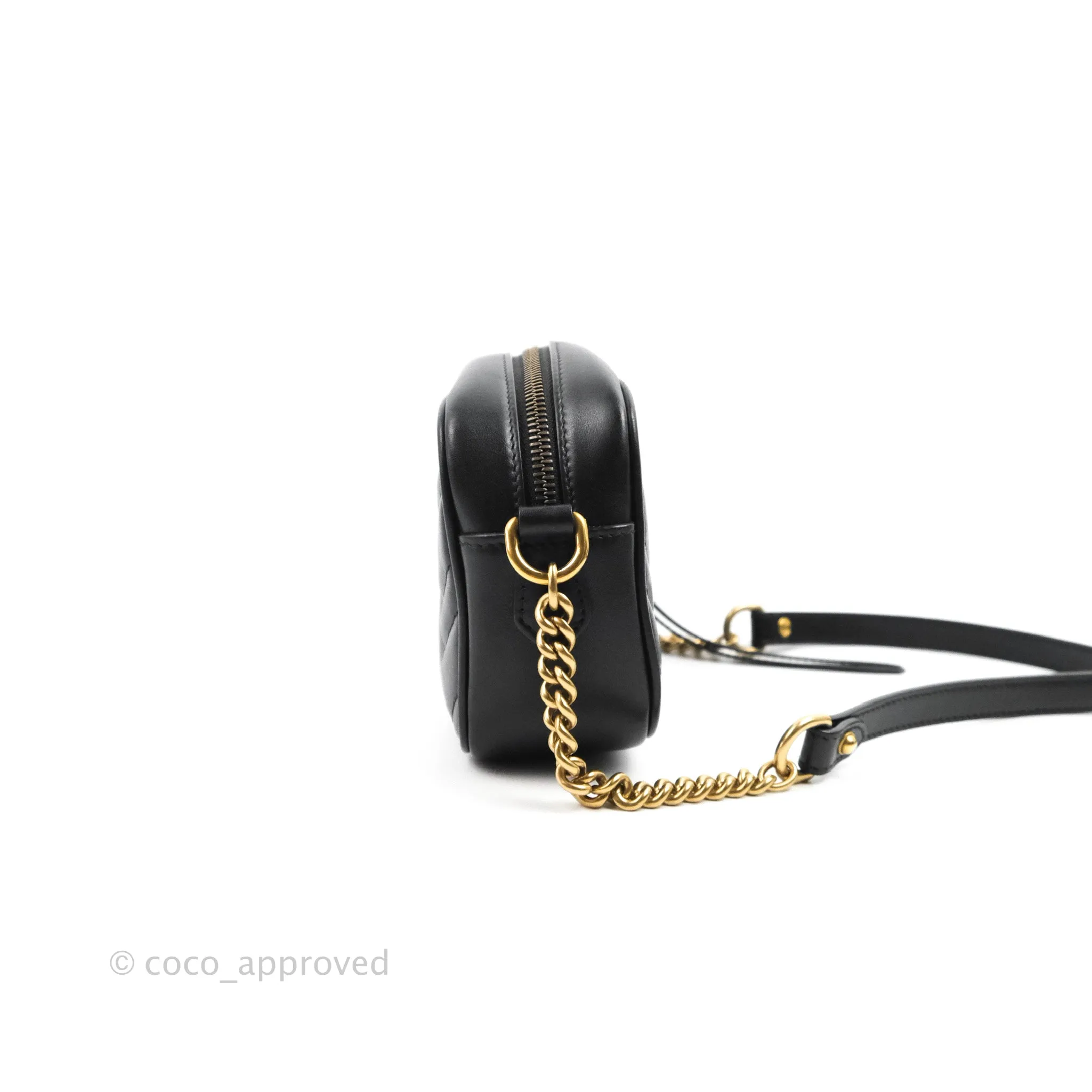 Gucci Mini Matelasse GG Marmont Camera Bag Black Calfskin Gold Hardware