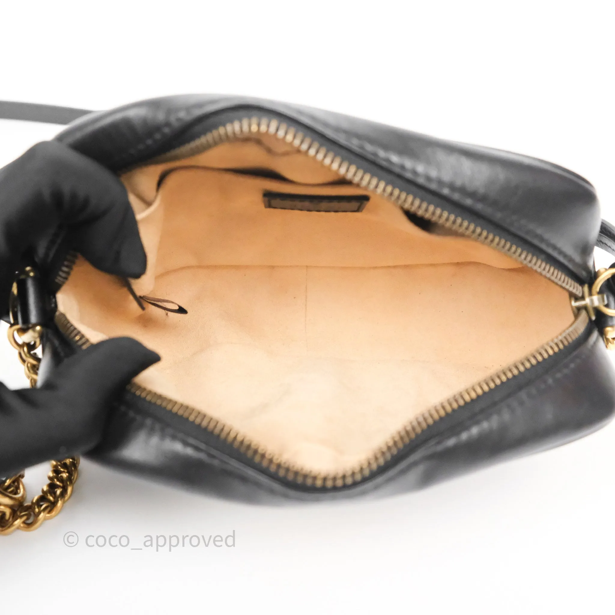 Gucci Mini Matelasse GG Marmont Camera Bag Black Calfskin Gold Hardware
