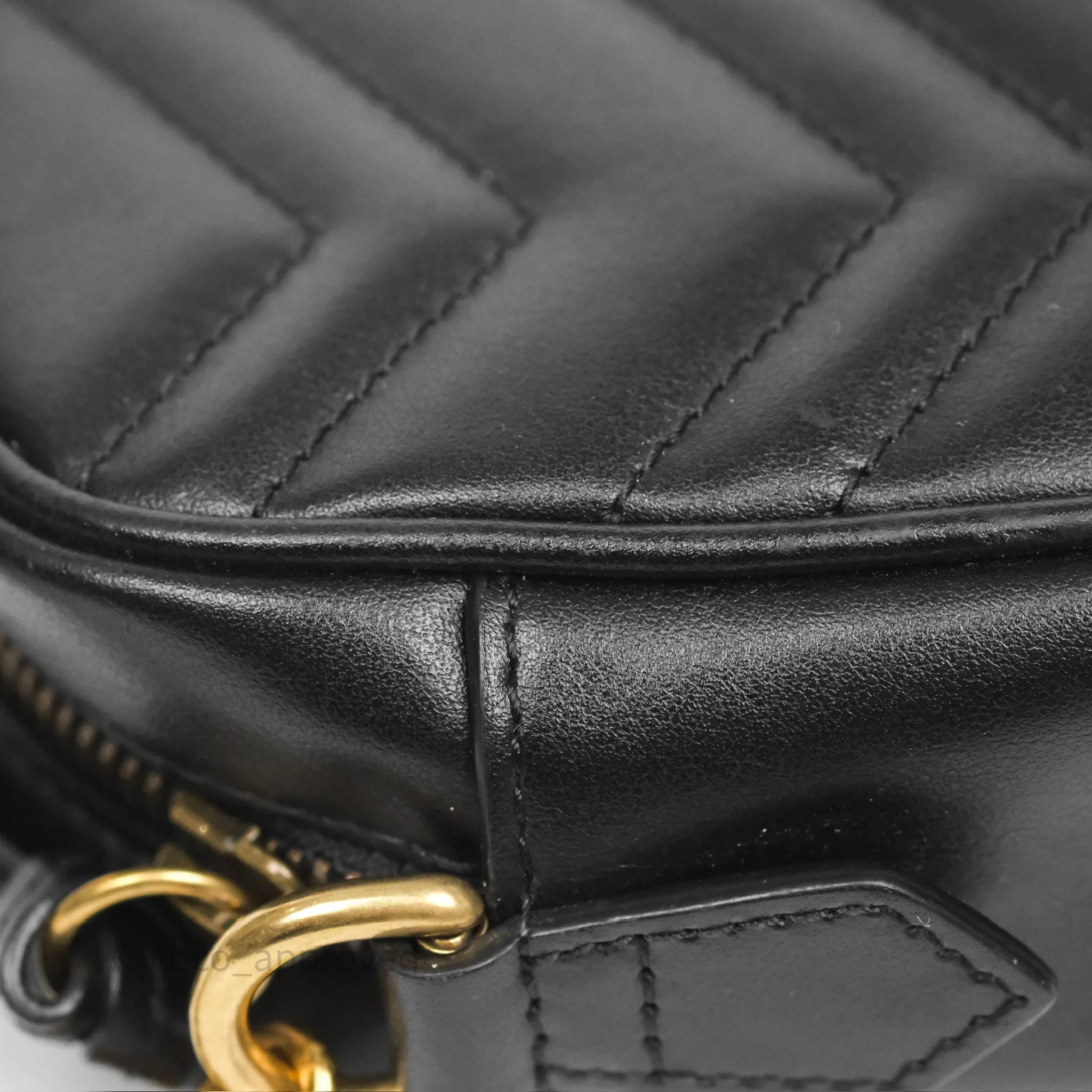 Gucci Mini Matelasse GG Marmont Camera Bag Black Calfskin Gold Hardware