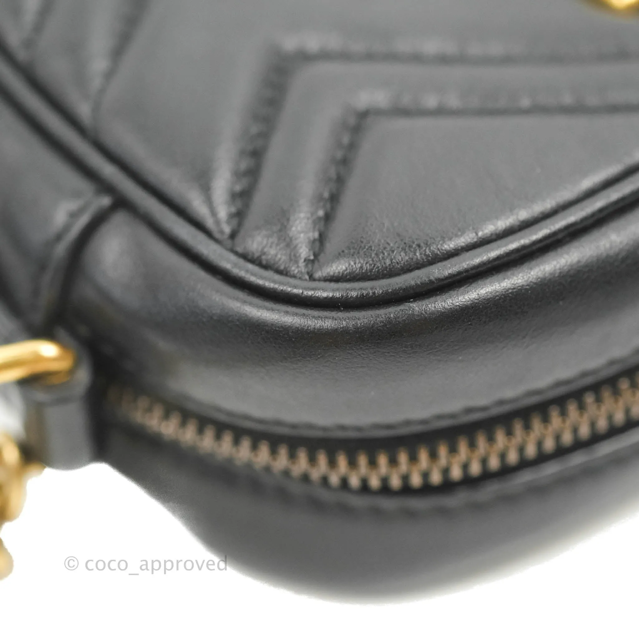 Gucci Mini Matelasse GG Marmont Camera Bag Black Calfskin Gold Hardware