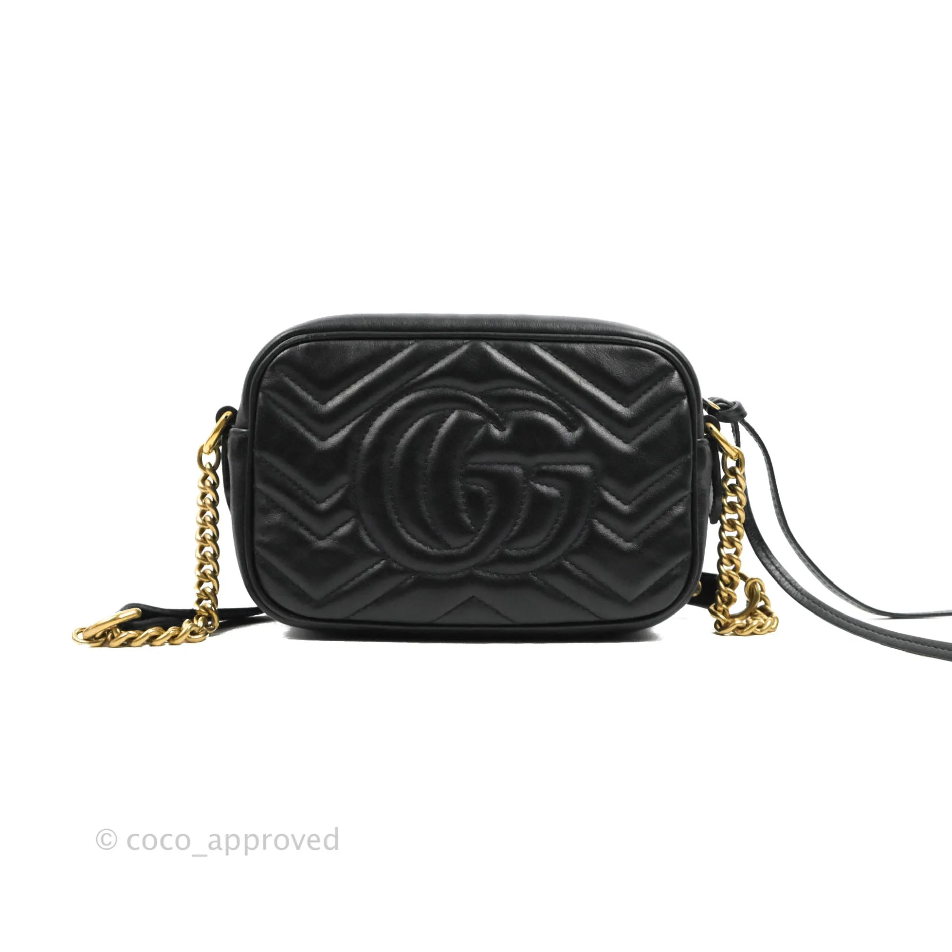 Gucci Mini Matelasse GG Marmont Camera Bag Black Calfskin Gold Hardware