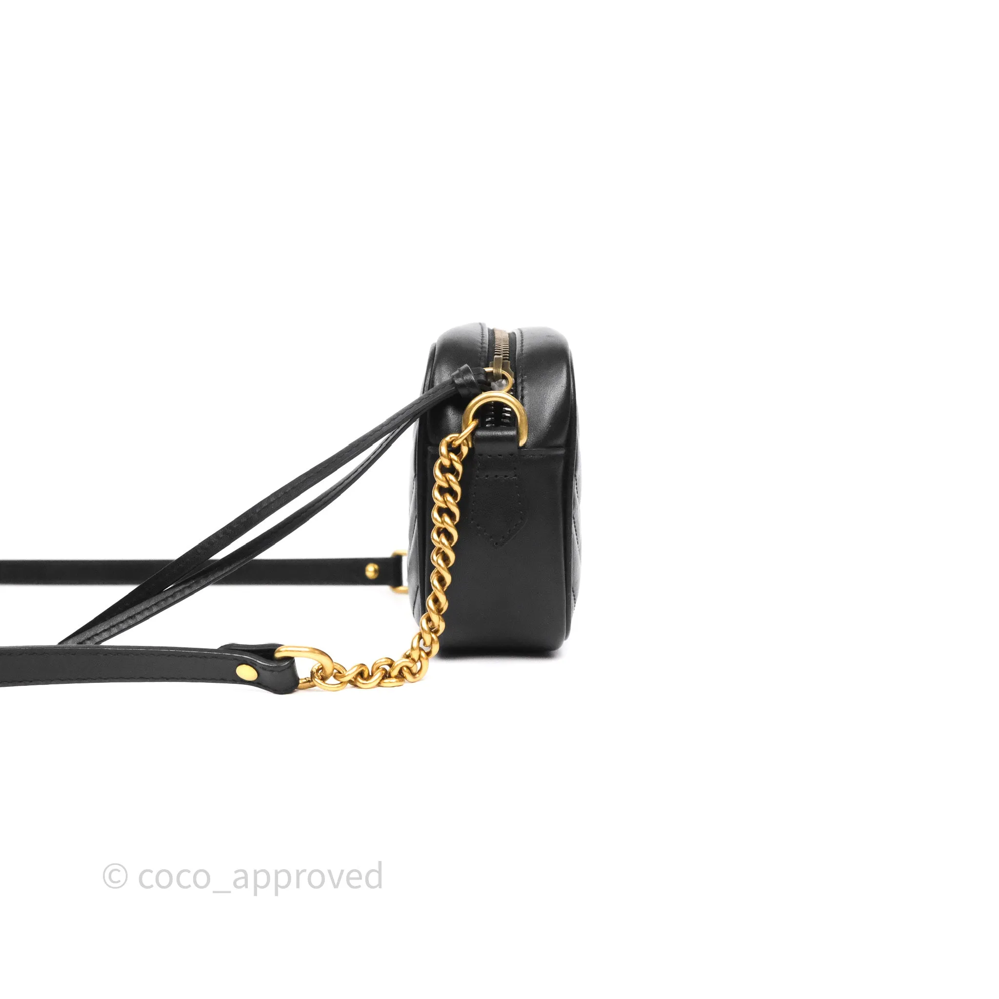 Gucci Mini Matelasse GG Marmont Camera Bag Black Calfskin Gold Hardware