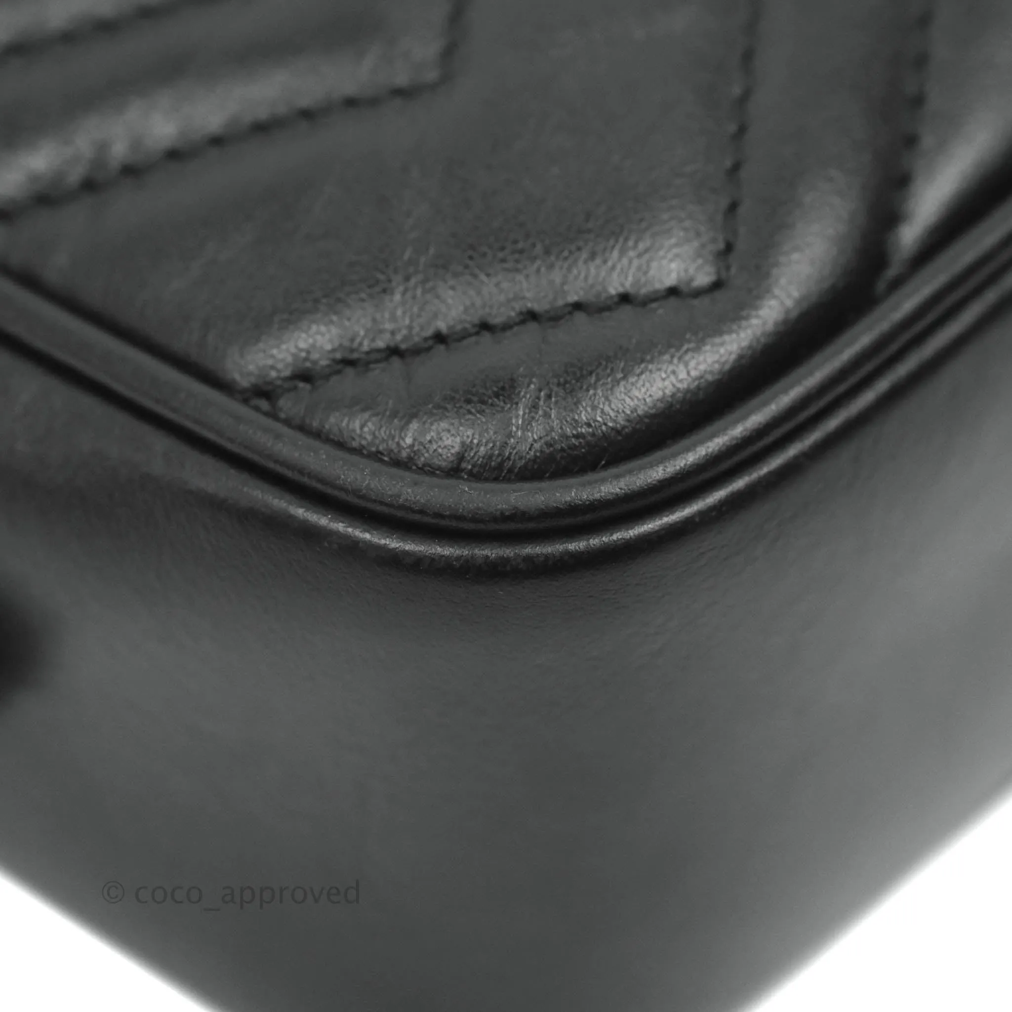 Gucci Mini Matelasse GG Marmont Camera Bag Black Calfskin Gold Hardware