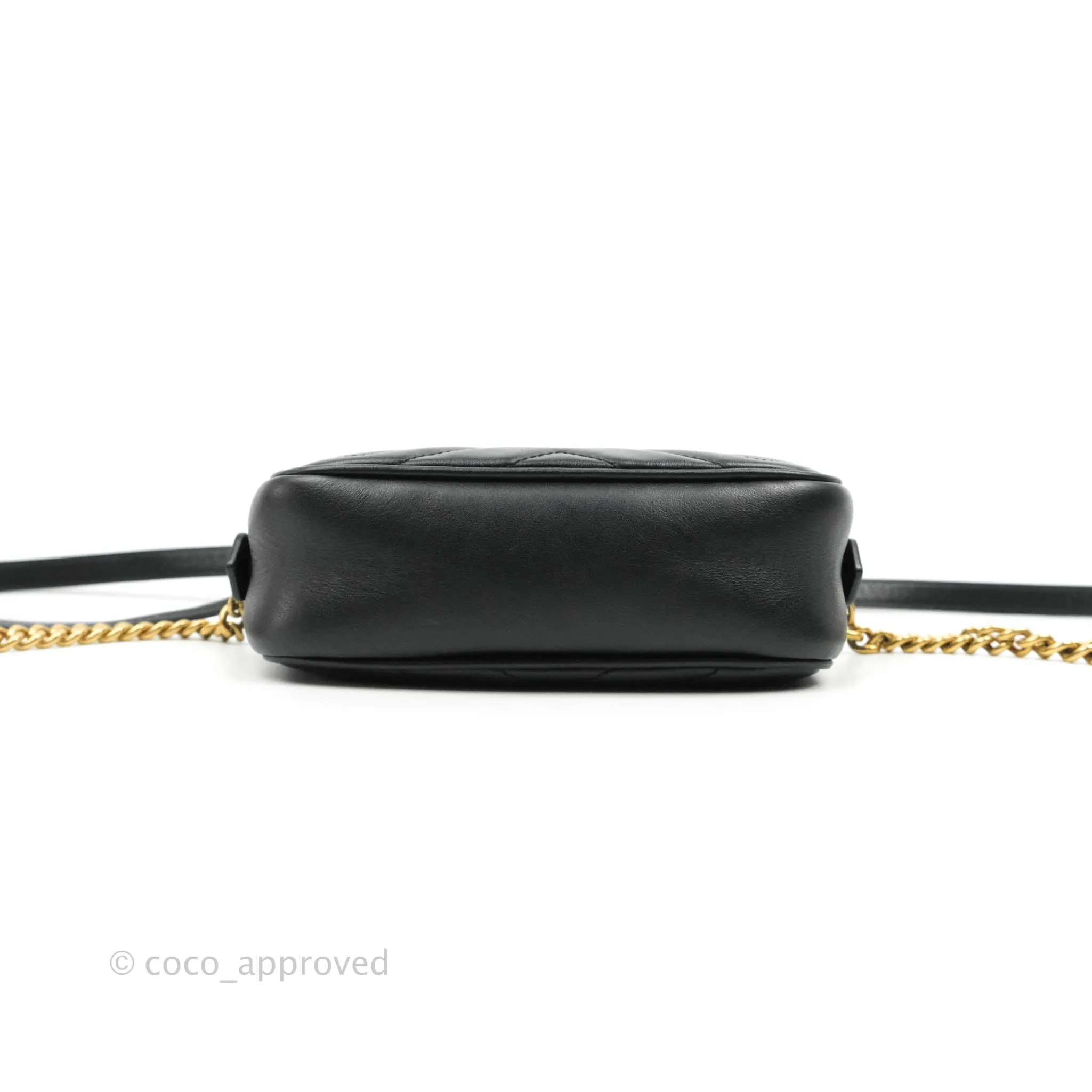 Gucci Mini Matelasse GG Marmont Camera Bag Black Calfskin Gold Hardware