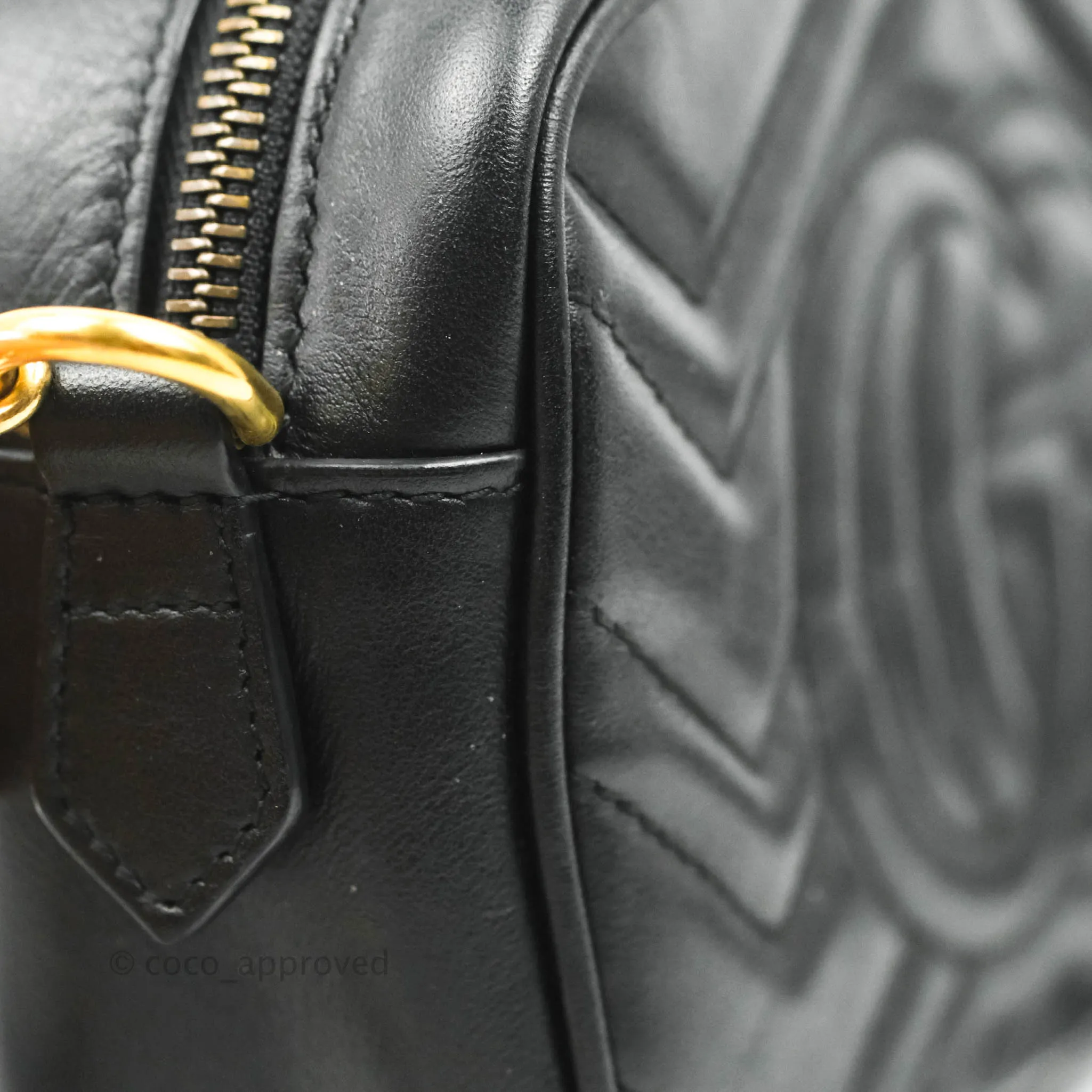 Gucci Mini Matelasse GG Marmont Camera Bag Black Calfskin Gold Hardware