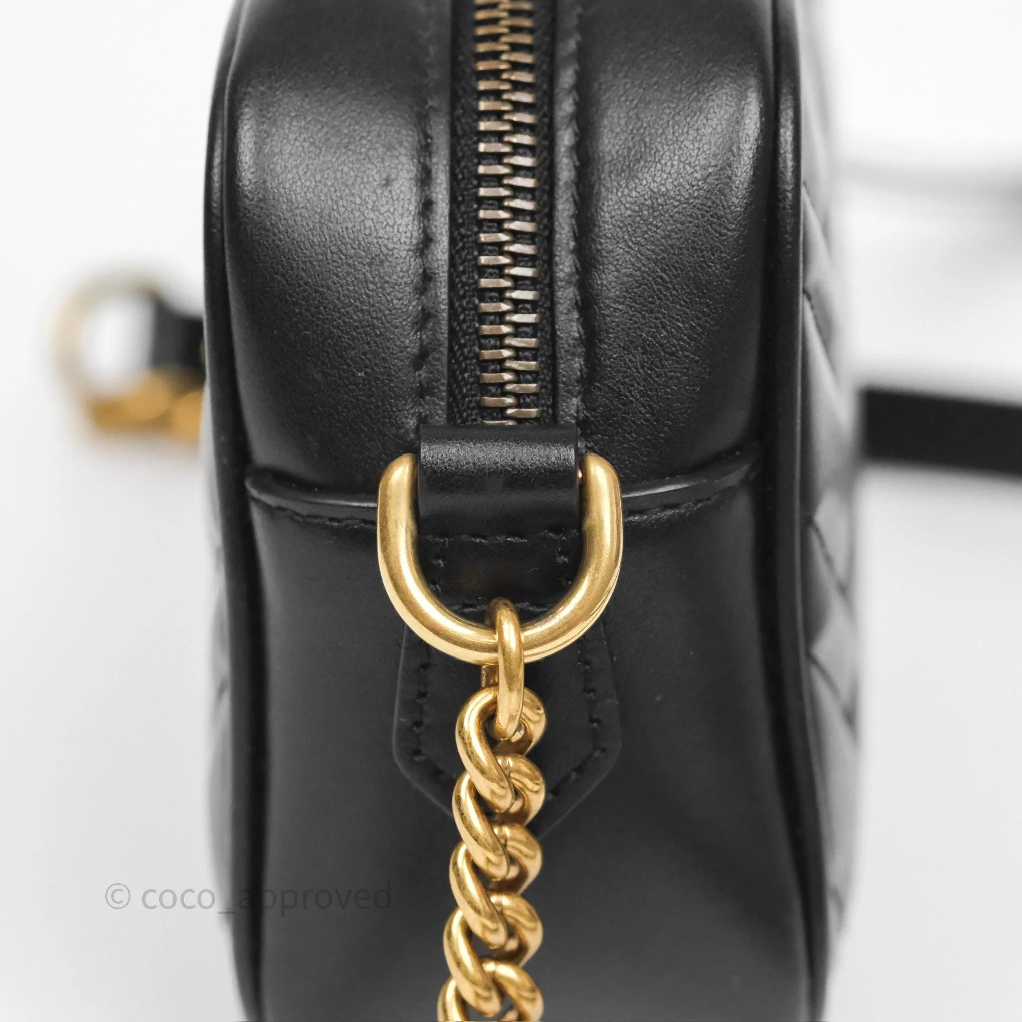 Gucci Mini Matelasse GG Marmont Camera Bag Black Calfskin Gold Hardware