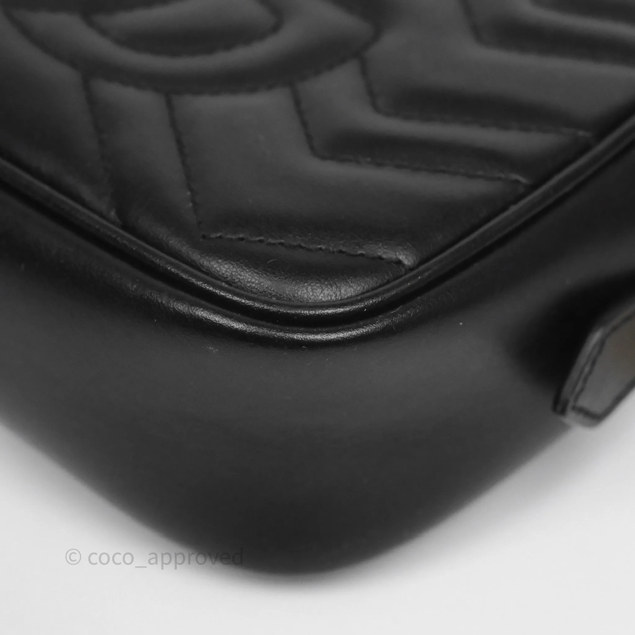 Gucci Mini Matelasse GG Marmont Camera Bag Black Calfskin Gold Hardware
