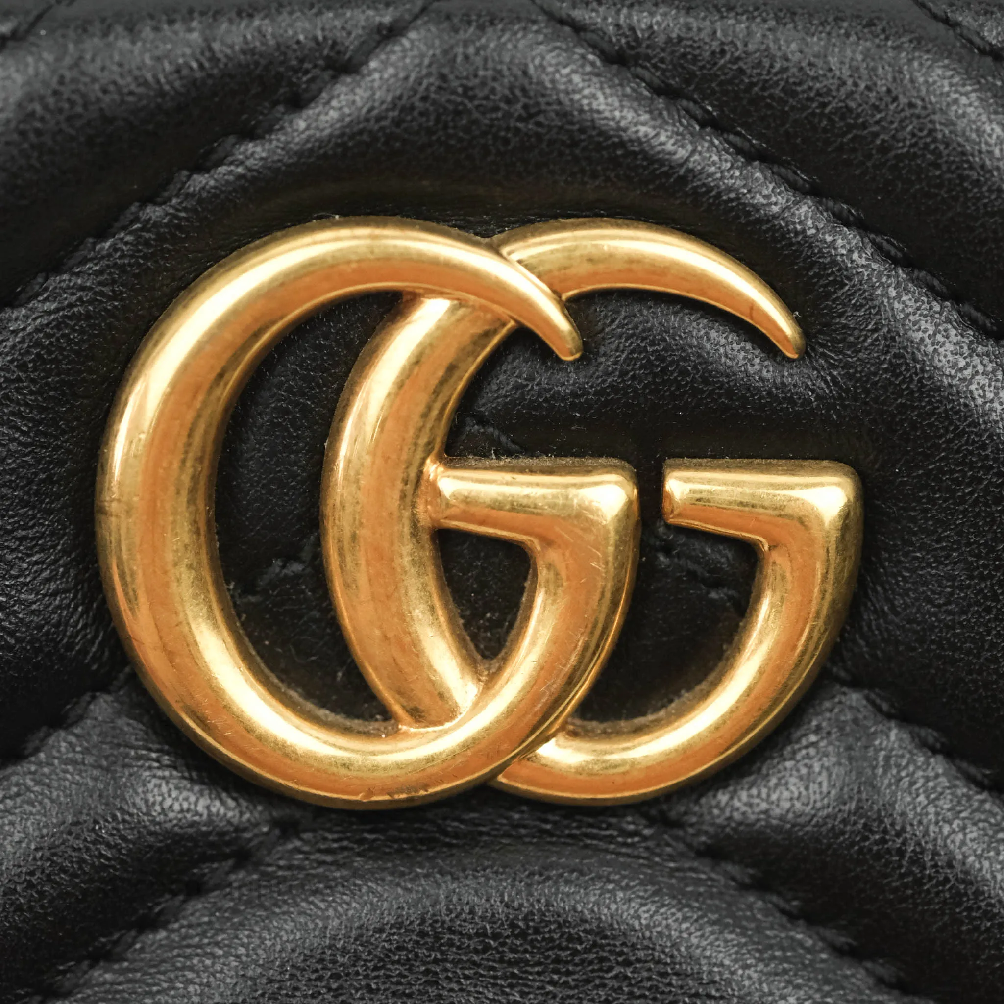 Gucci Mini Matelasse GG Marmont Camera Bag Black Calfskin Gold Hardware