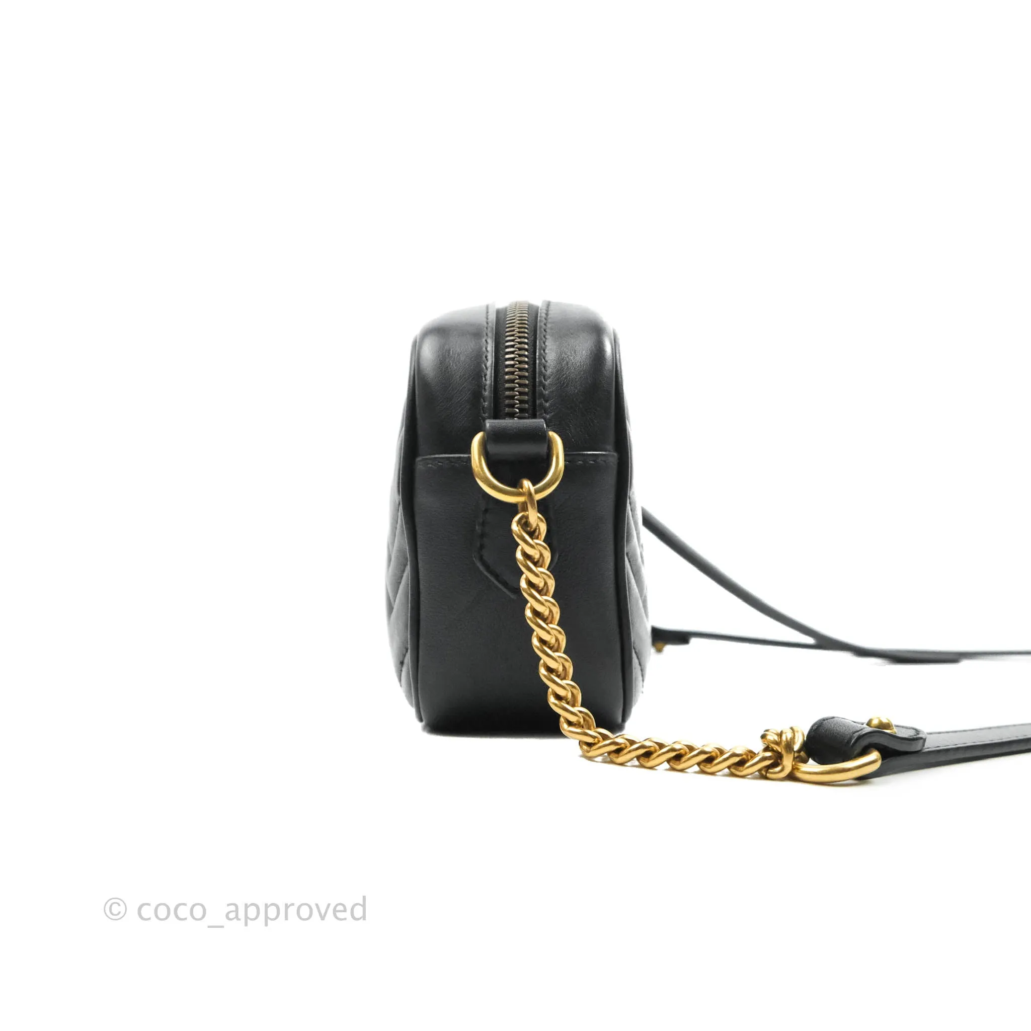 Gucci Mini Matelasse GG Marmont Camera Bag Black Calfskin Gold Hardware