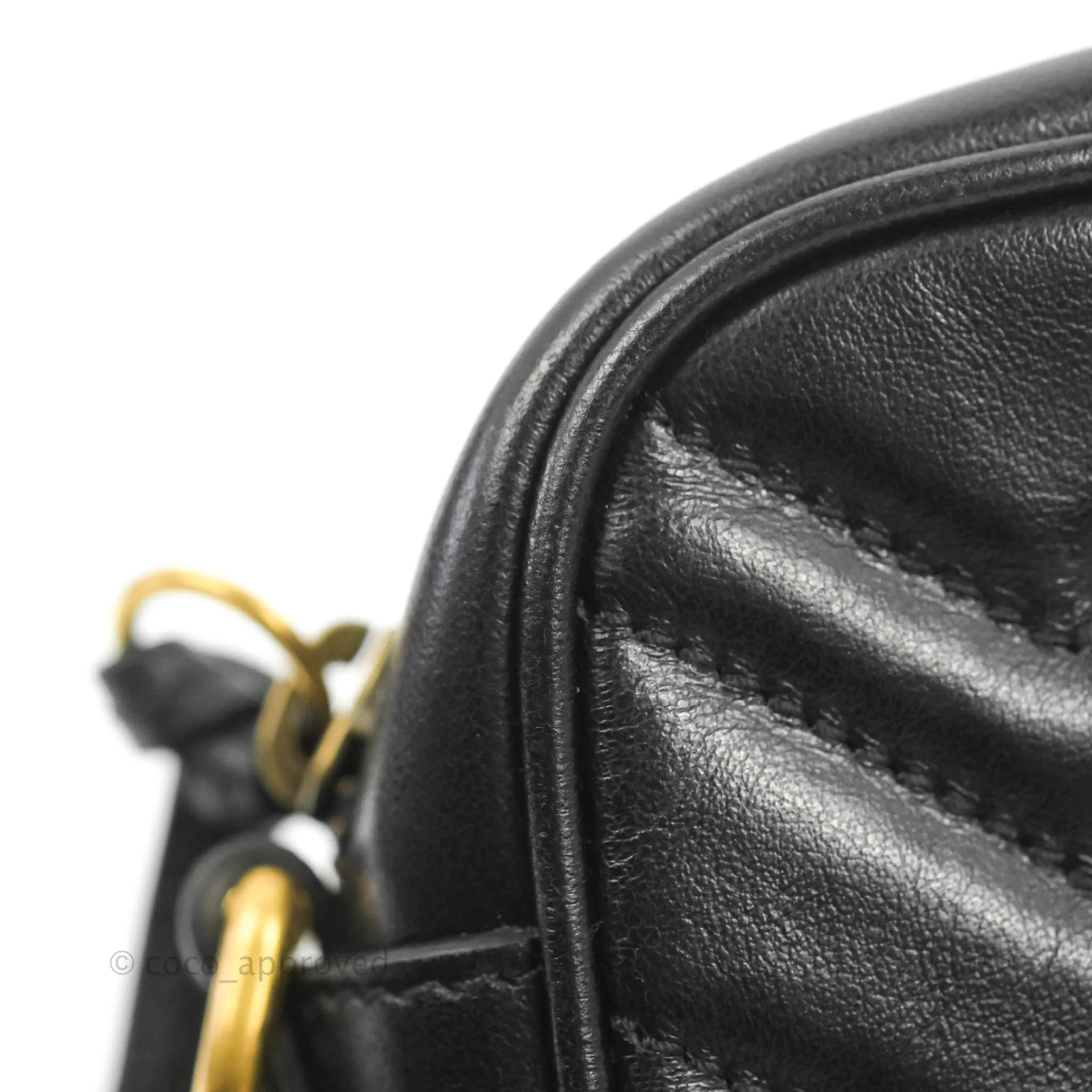 Gucci Mini Matelasse GG Marmont Camera Bag Black Calfskin Gold Hardware