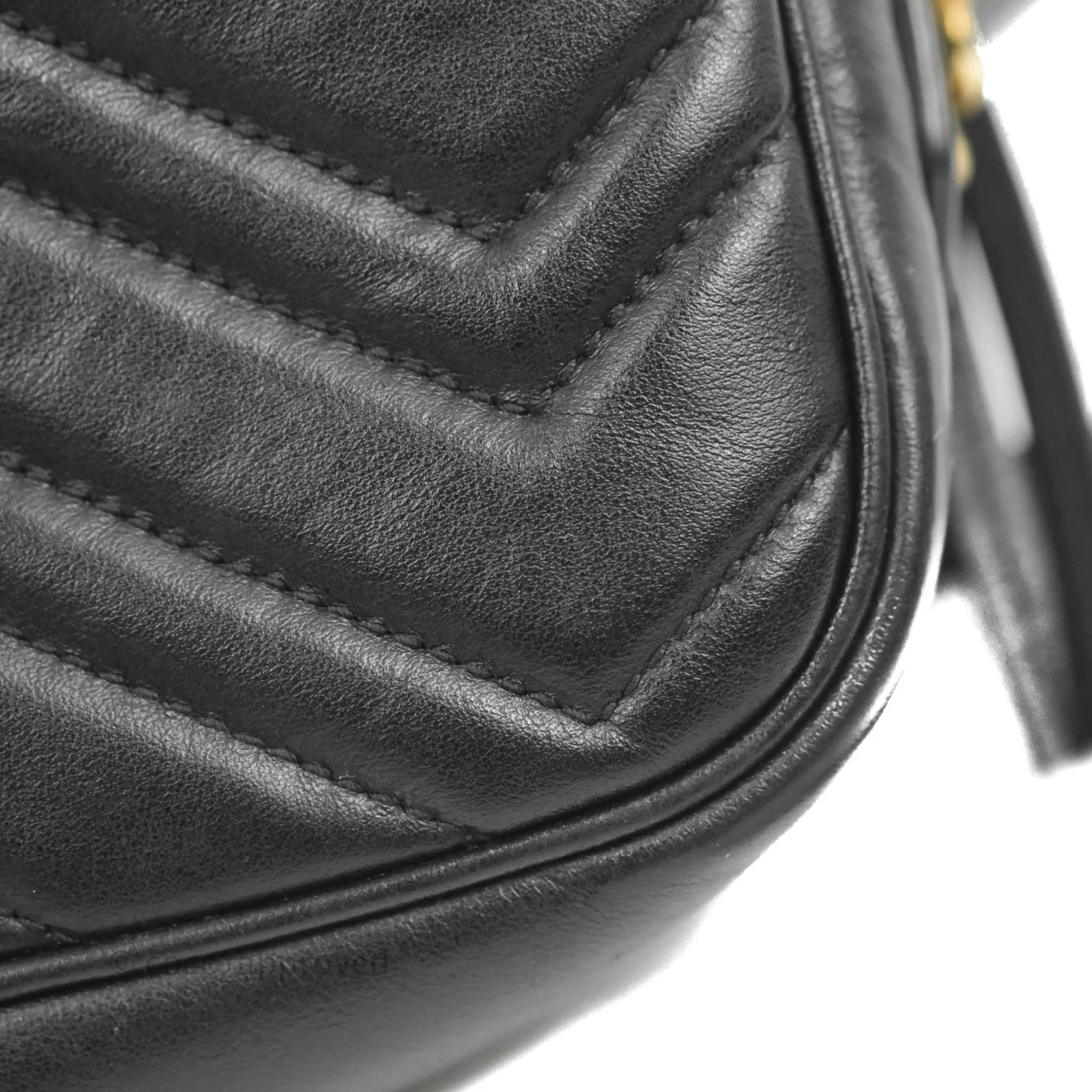 Gucci Mini Matelasse GG Marmont Camera Bag Black Calfskin Gold Hardware
